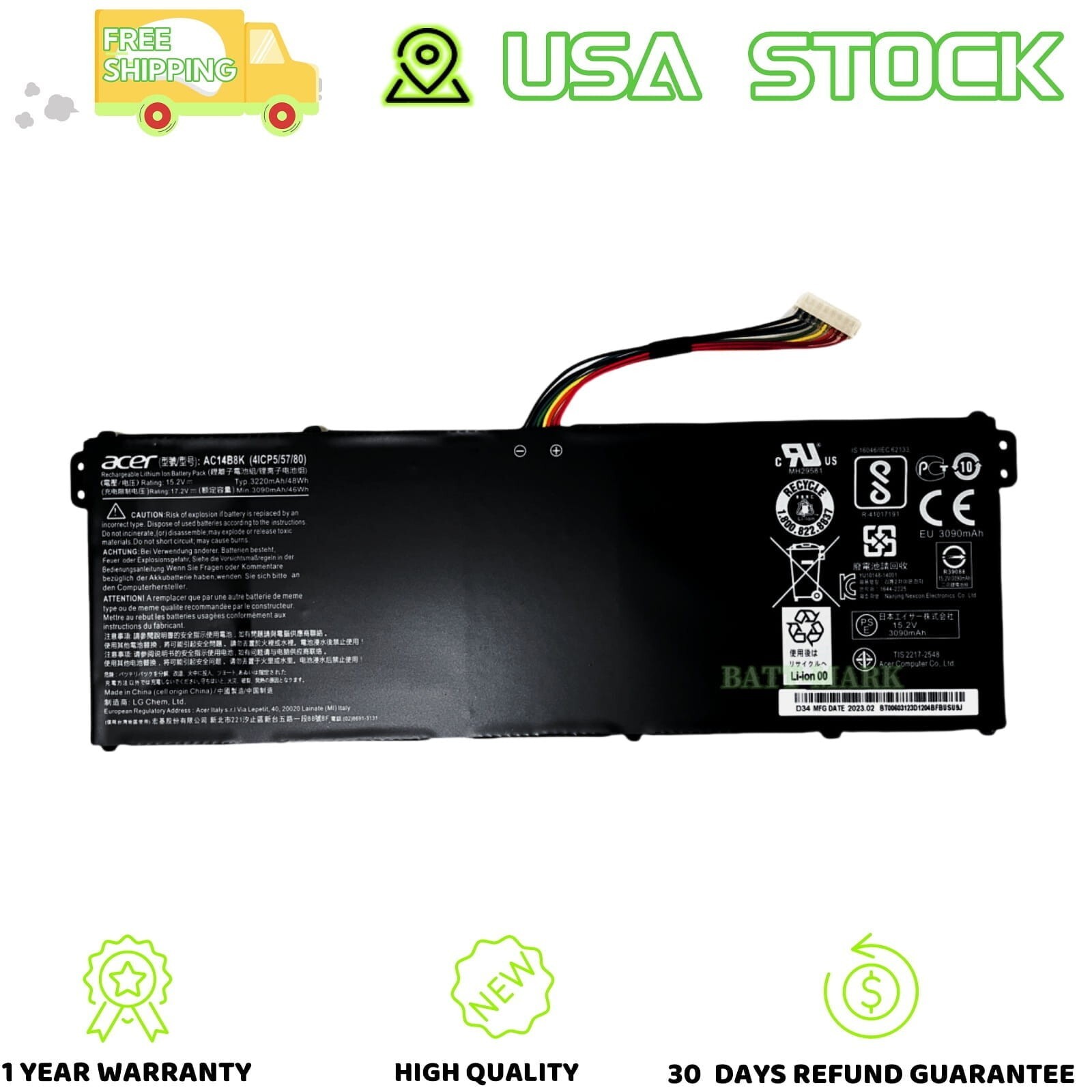Original AC14B8K Battery For  Acer Chromebook C810 C910 CB3-111 CB5-311 CB5-571