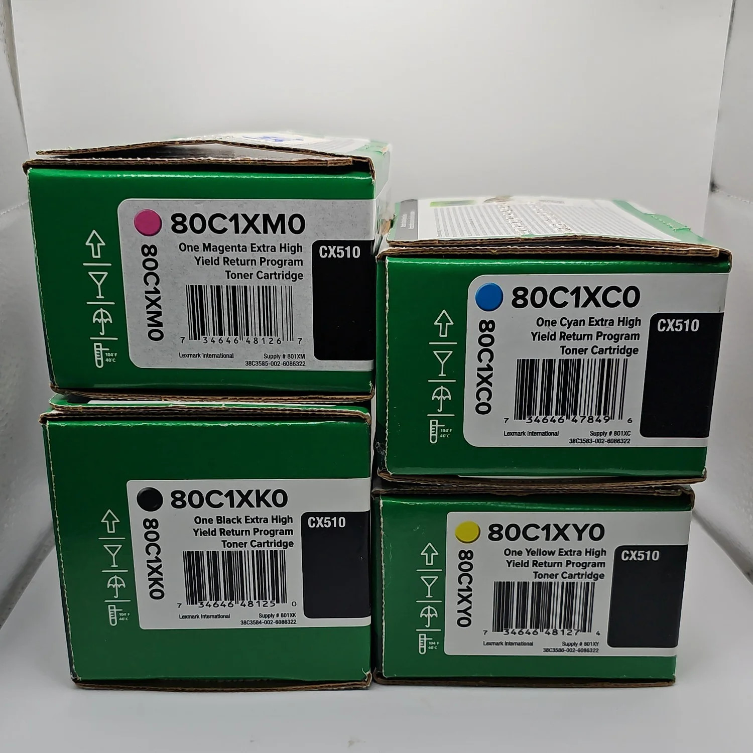 New Lexmark 80C1XM0 80C1XK0 80C1XC0 80C1XY0  Lot of Toner Cartridge