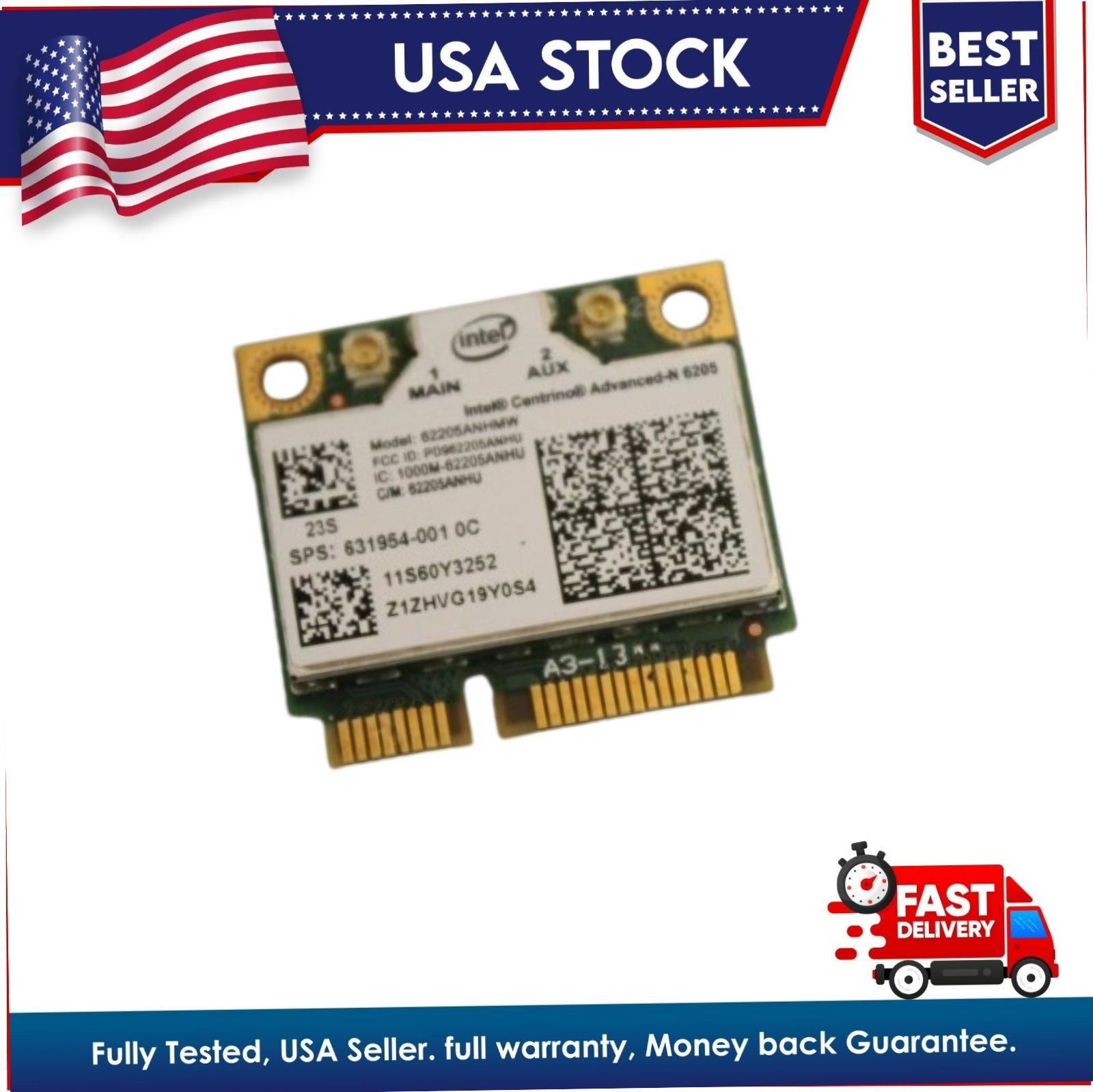 HP EliteBook 8460p Wireless WiFi Card 631954-001 62205ANHMW Intel Centrino N6205