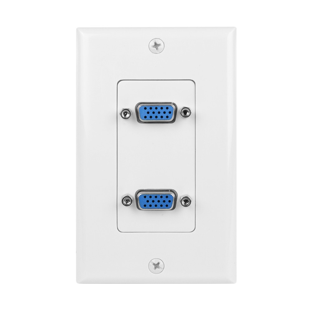 Construct Pro Wall Plate with Dual Female VGA Pass Throughs (White)
