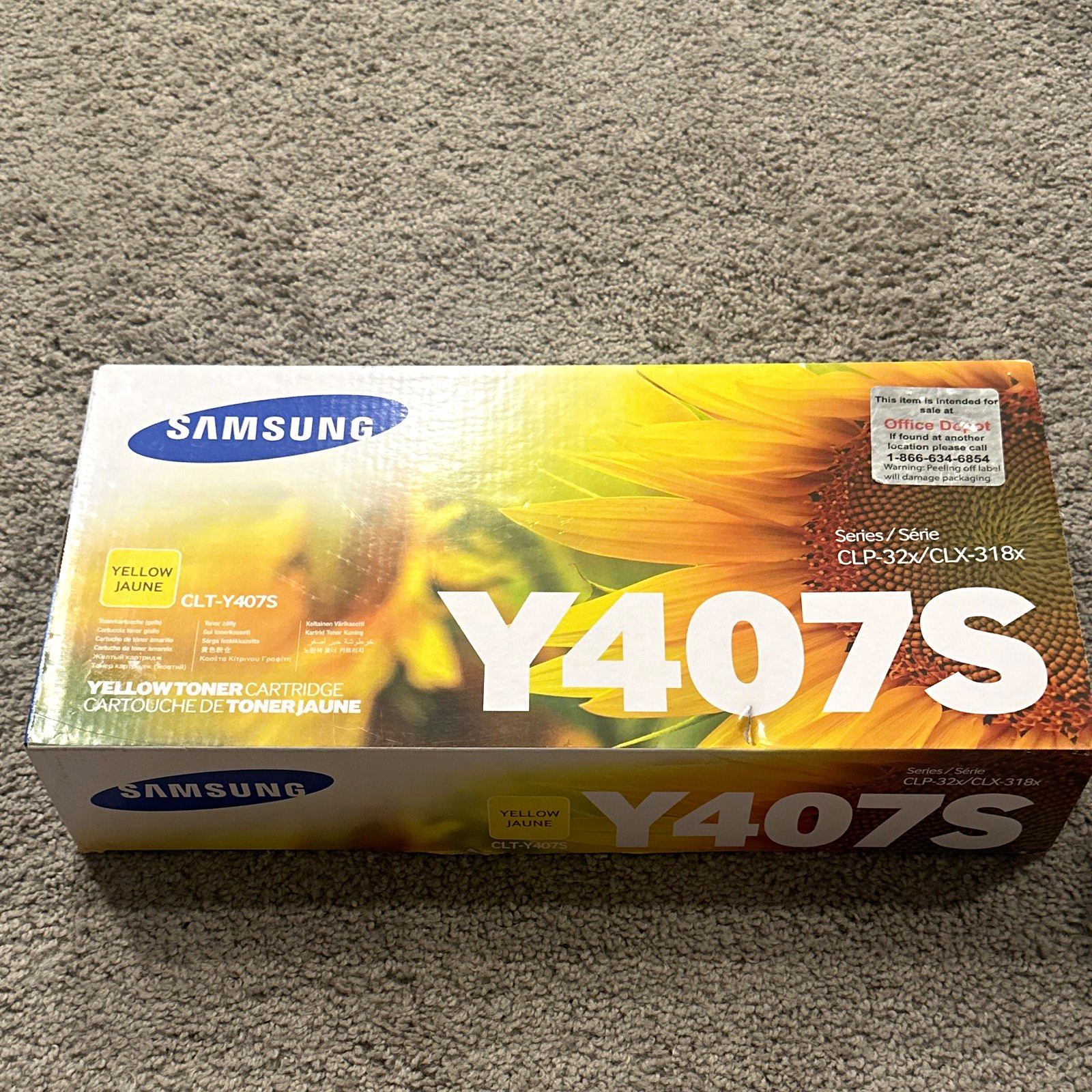 Samsung Genuine CLT-Y407S Yellow Laser Toner Cartridge for CLP-32X CLX-318X