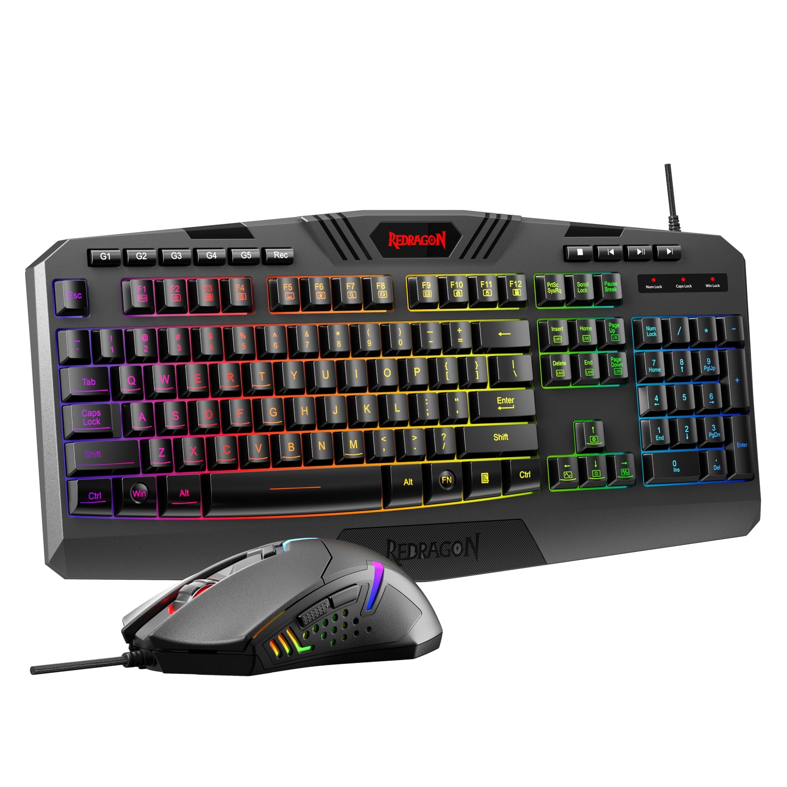 Redragon S101-3 PRO Gaming Keyboard and Mouse, RGB Backlit Programmable Keybo...