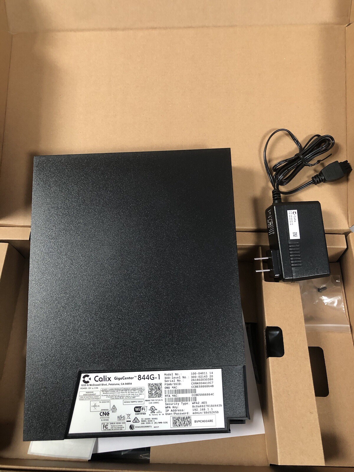 Genuine New Calix GigaCenter 844G-1 100-04011 Dual-Band Wi-Fi Router