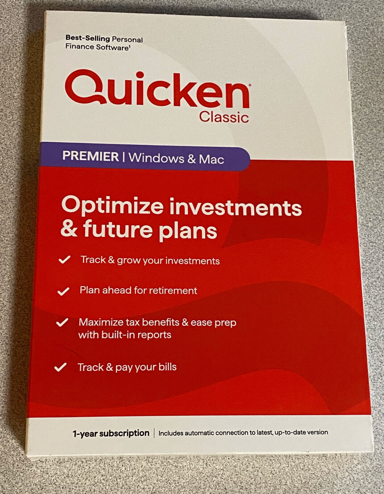 Quicken Classic Premier 1 Year Subscription Key Card New 170458 841798102190