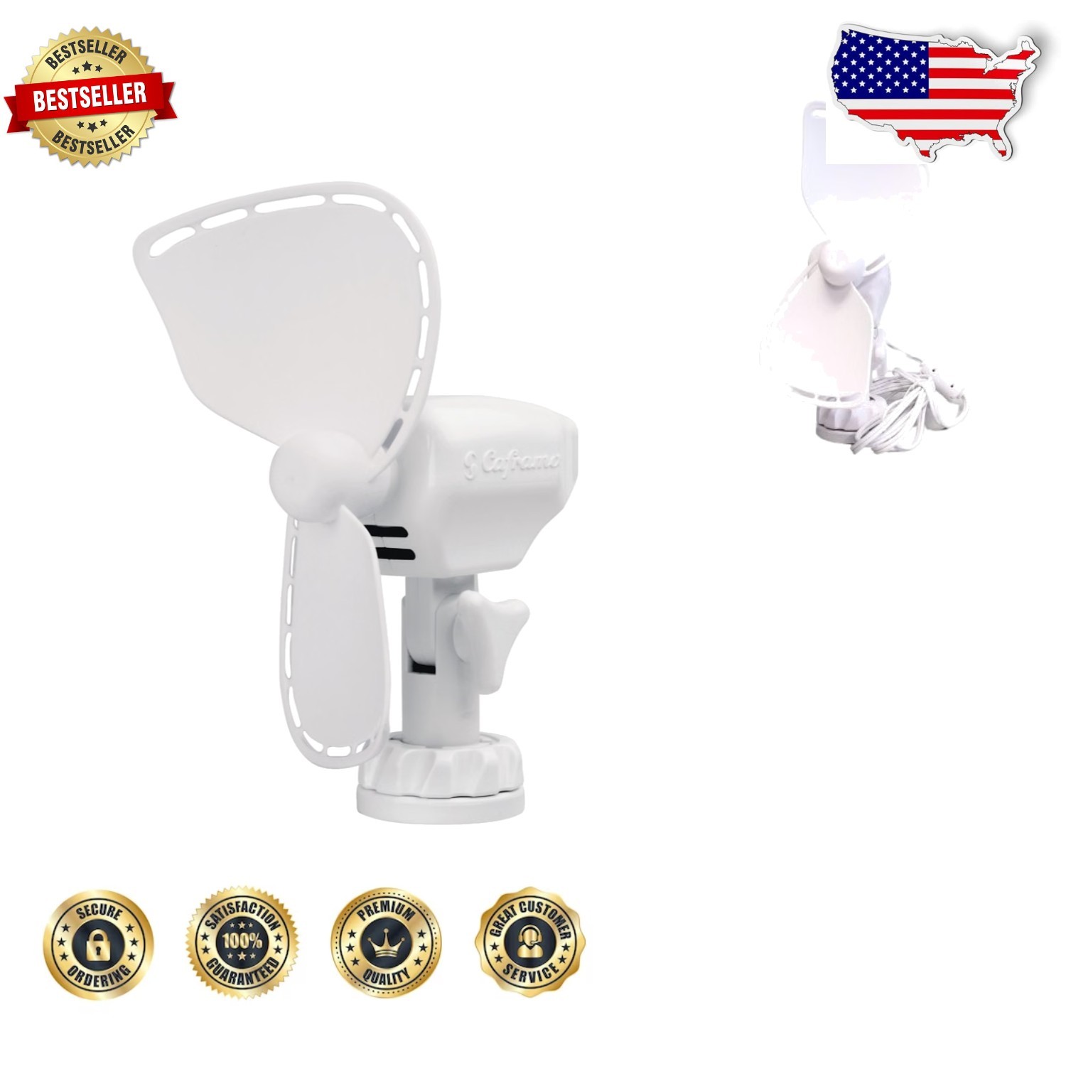 Caframo 12V Cabin Fan Whisper Quiet Grill-Free 2-Speed 200 CFM White