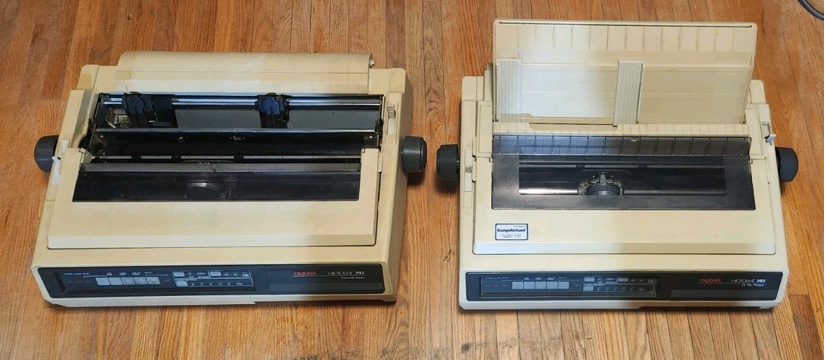 LOT (2)Okidata OKI Microline 393 GE8281A Dot Matrix 24 Pin Printers 