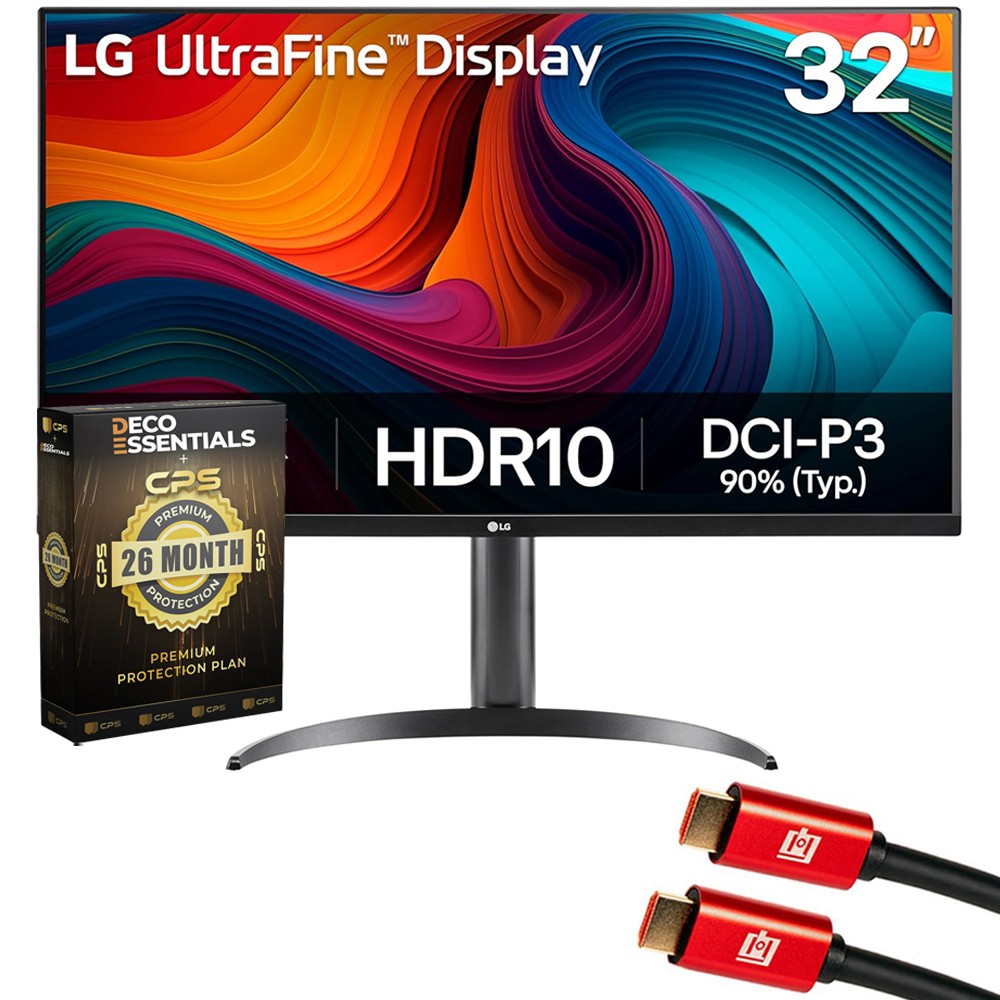 LG 32UR550K-B 32" UltraFine 4K UHD Monitor, Black + 26 Months Protection Bundle