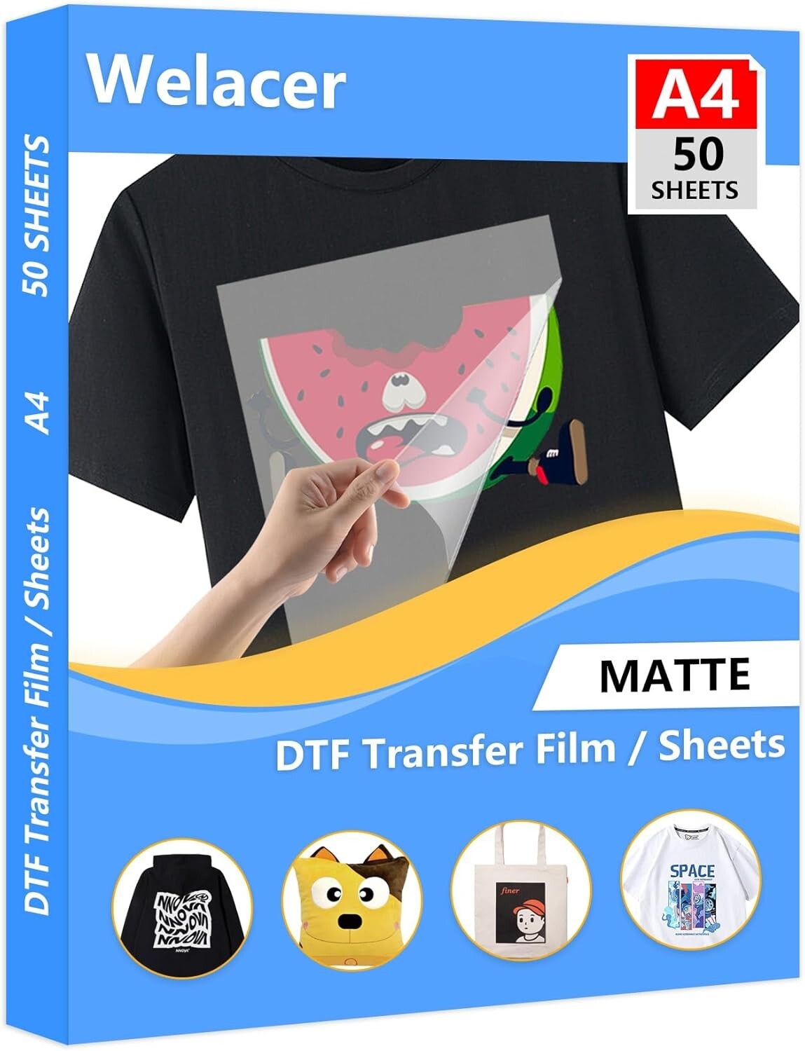 50 Sheets DTF Transfer Film Paper A4 Double Sided Thick Clear Pretreat Sheets...