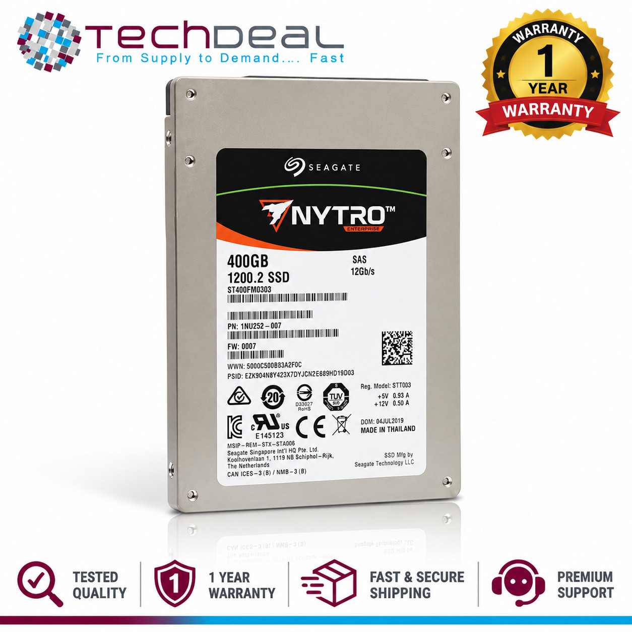 ST400FM0303 SEAGATE SOLID STATE DRIVE 400GB 12G SAS 1200.2 EMLC 2.5 SFF SSD