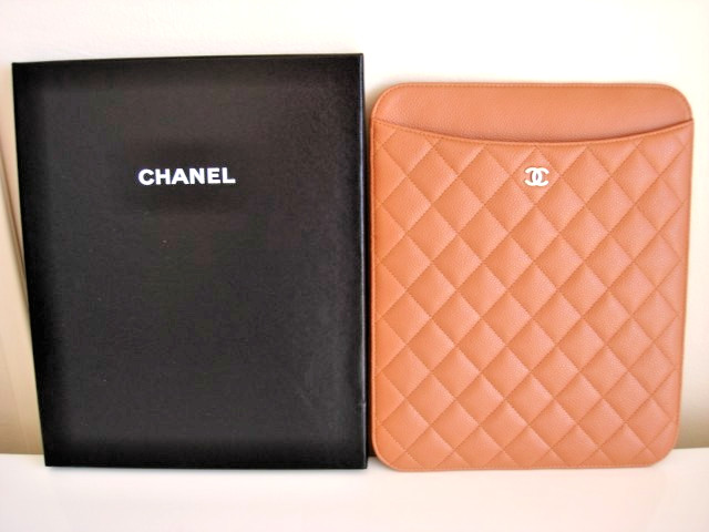 Chanel Caramel Quilted Leather iPad tablet holder cover case w/box new authentic