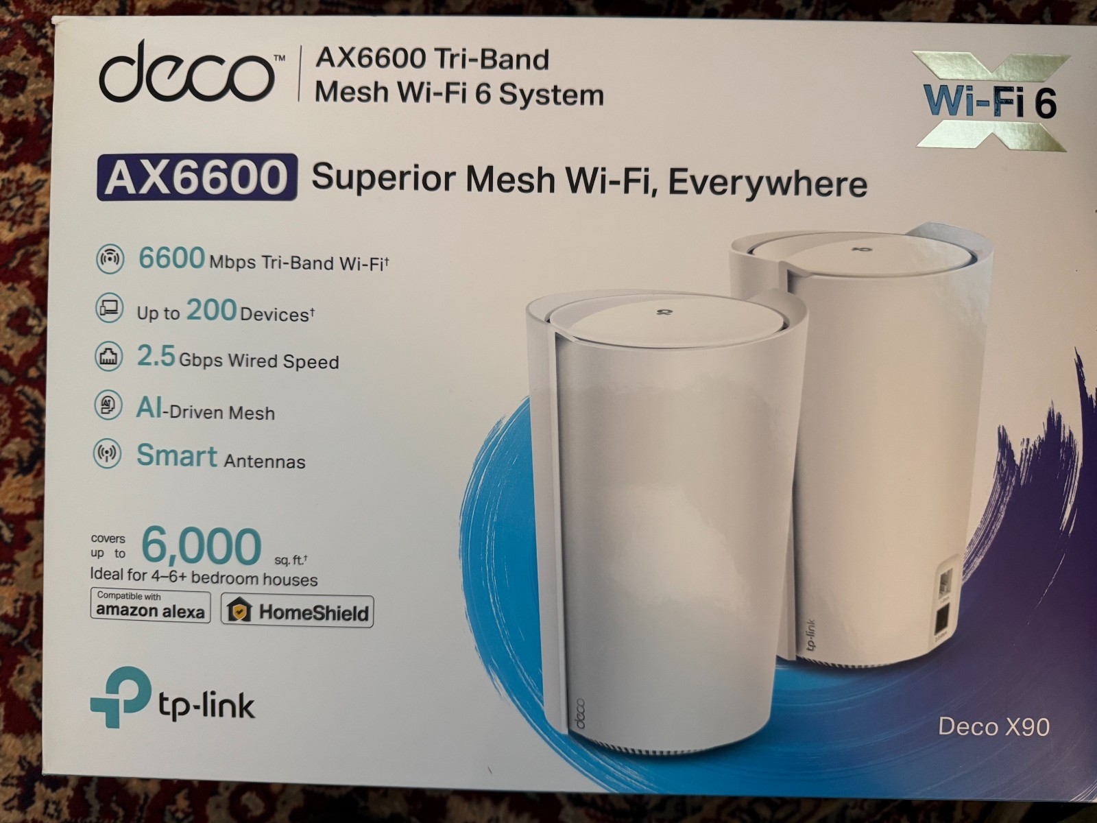 TP-Link AX6600 Deco Tri-Band WiFi 6 Mesh System (Deco X90) - Covers up to 6000
