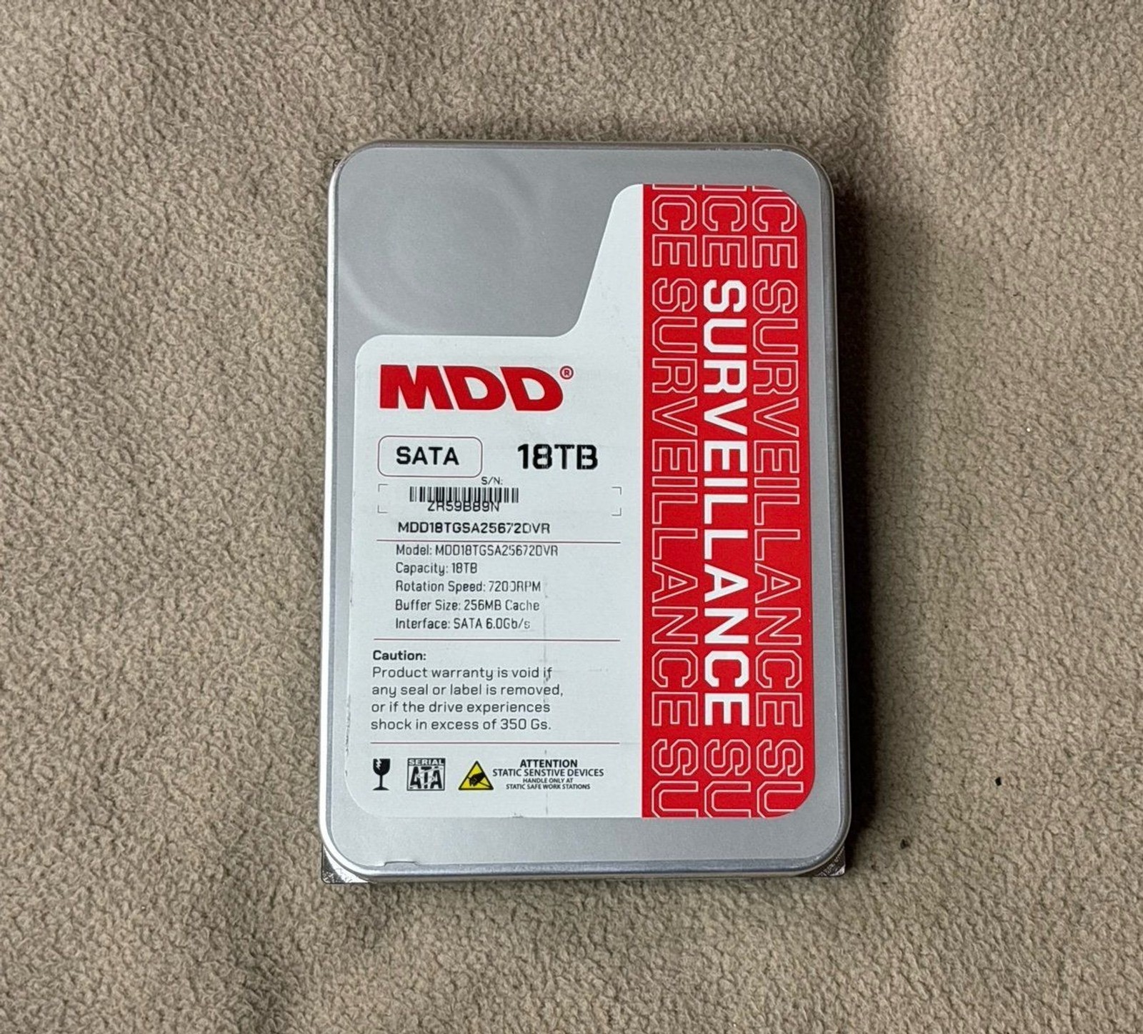 MDD 18TB 7200Rpm 256MB Cache Sata 6.0Gb/s 3.5" Internal Surveillance Hard Drive