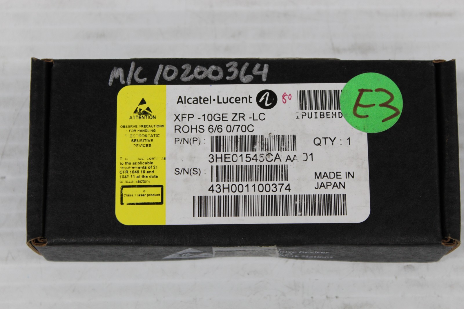 Alcatel-Lucent 3HE01545CA XFP-10GE-ZR-LC 10GBase-ZR Optics Module NEW
