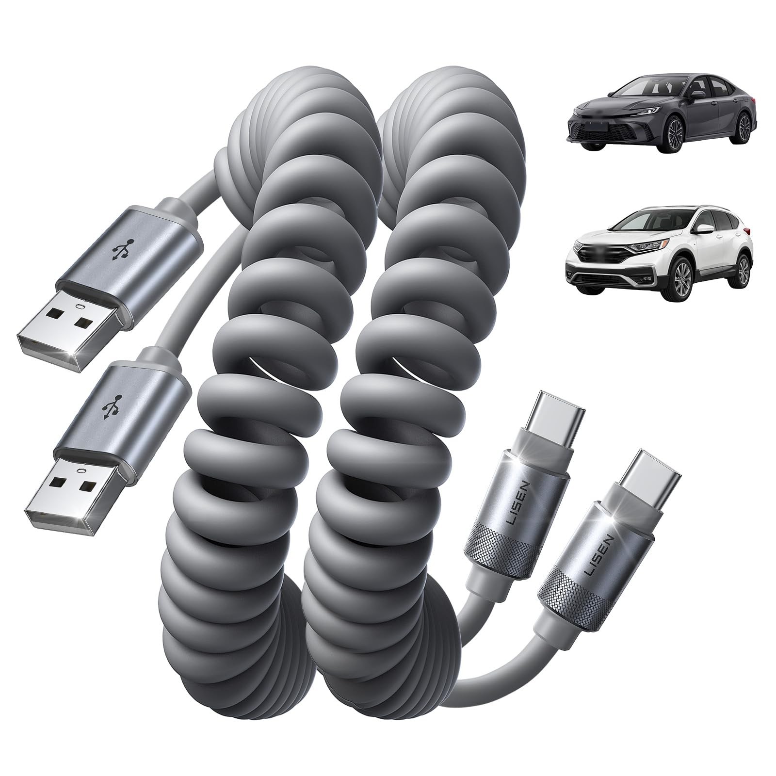 LISEN USB A to C Cable, Durable Short C Cable 2 4FT, Space Gray