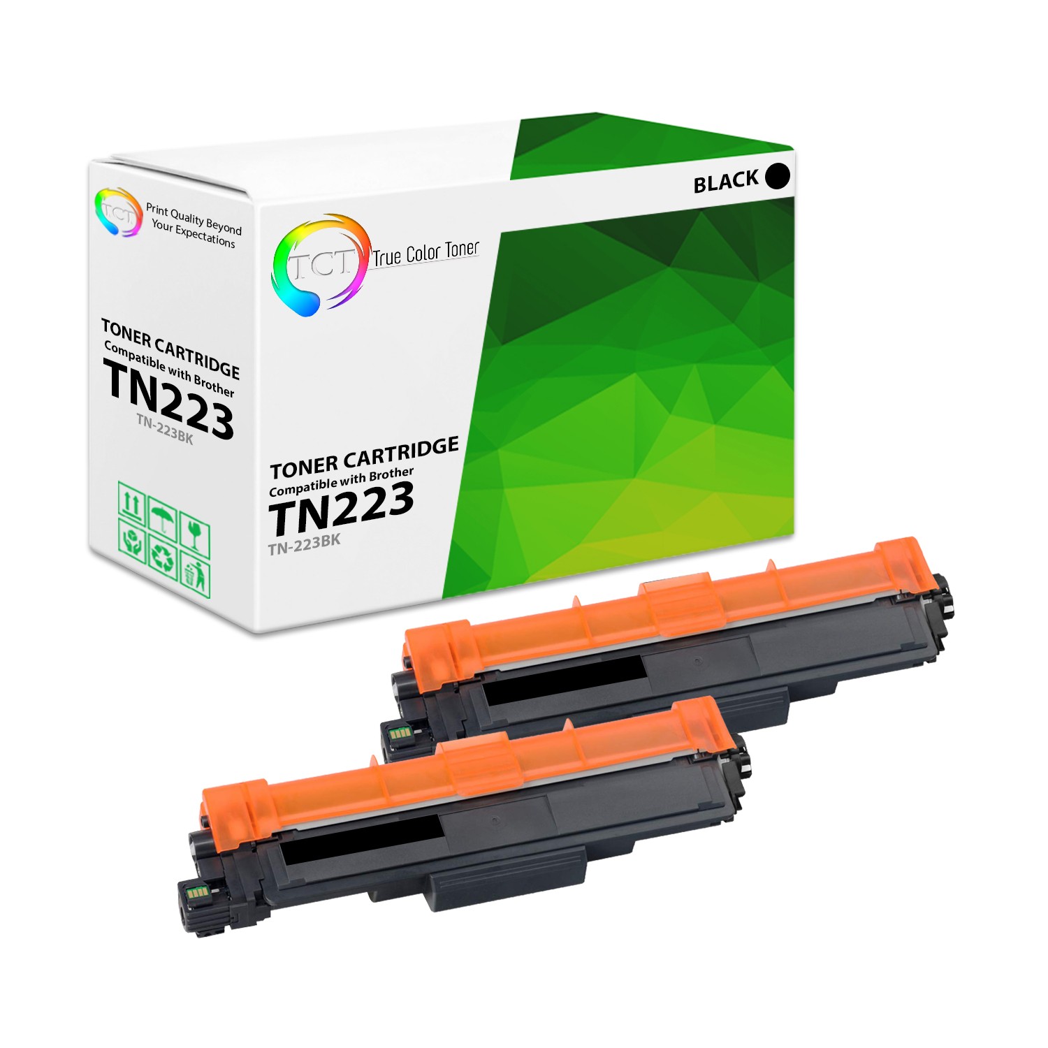 2Pk TCT Premium TN223BK Black For Brother HL-L3210CW Compatible Toner Set