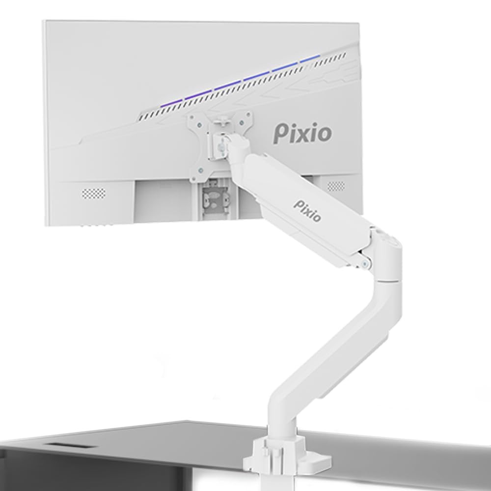 Pixio PS2S White Monitor Arm Single 17-49 Inch 2-18kg Clamp Grommet Japan