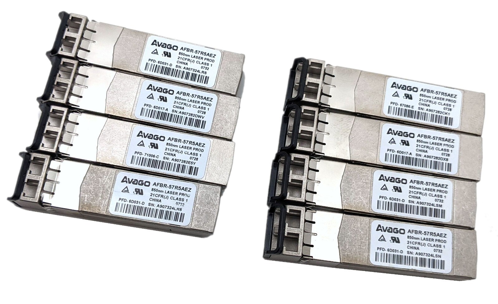 Lot of 8 Avago AFBR-57R5AEZ GBIC 4GB MMF SFP Fiber Channel Transceiver Module
