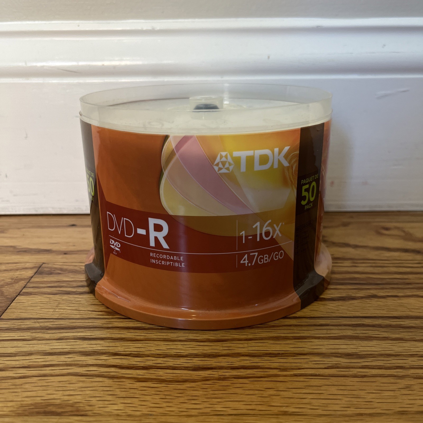 TDK DVD-R 50 Pack 1-16x 4.7GB/GO Recordable Writable Discs Spindle New Sealed 