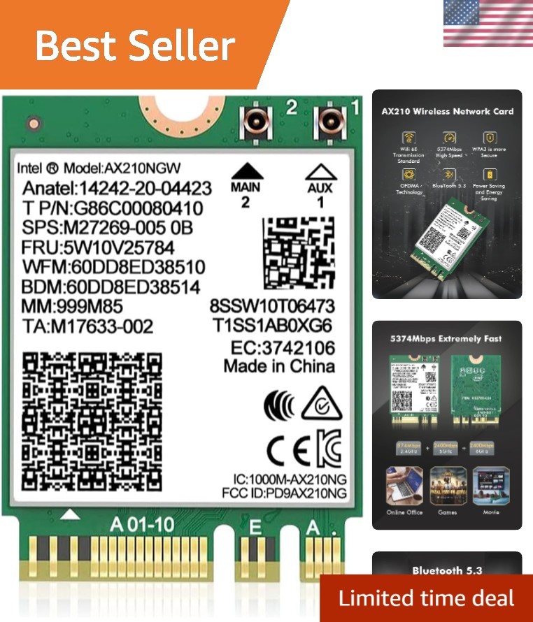 High-Performance WiFi 6E Network Adapter & Bluetooth 5.3 for Windows Laptops