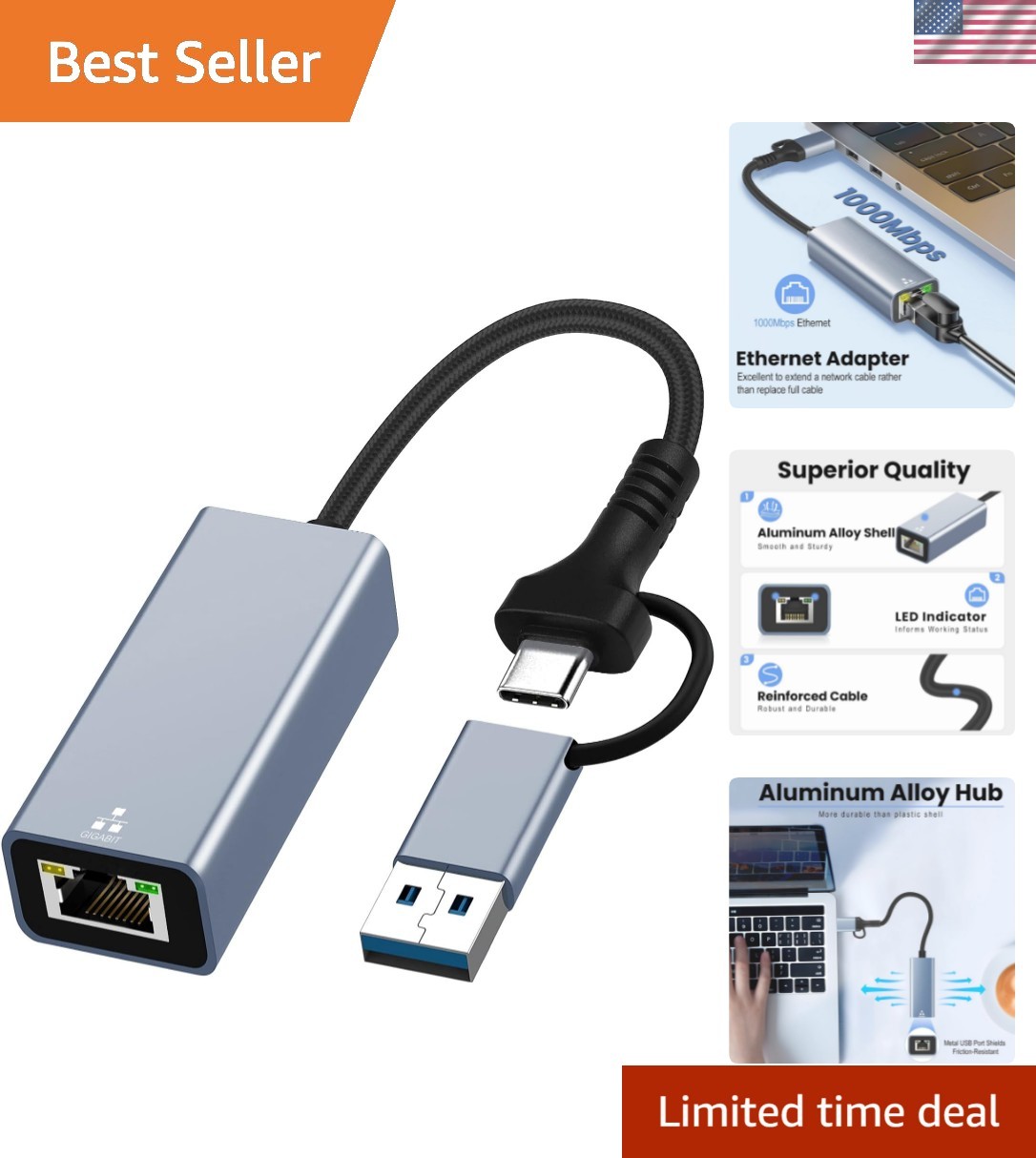 Fast and Reliable USB 3.0 to RJ45 Ethernet Adapter - Plug and Play Convenience