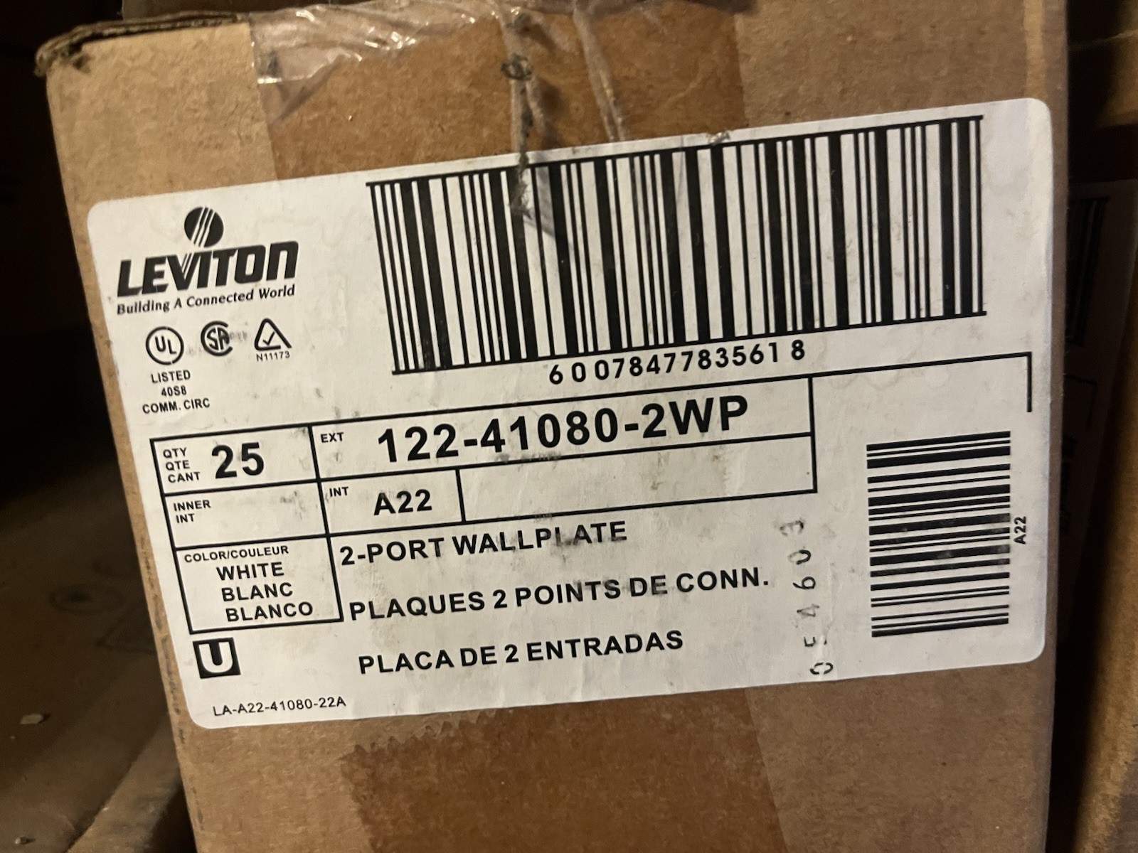 Leviton 41080-2WP Wallplate Box Of 25