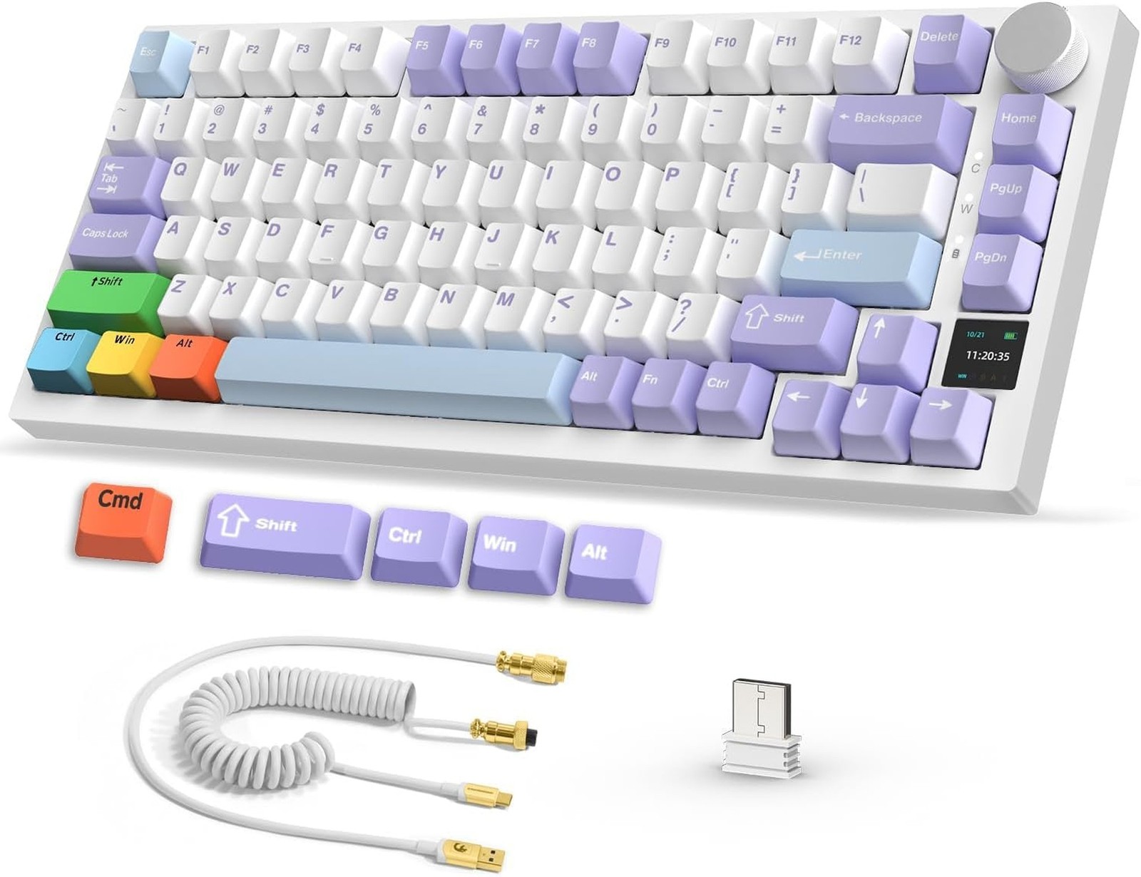 Attack Shark ajazz AK820 Pro 75% Mechanical Keyboard and Coiled Cable Hot Swa...