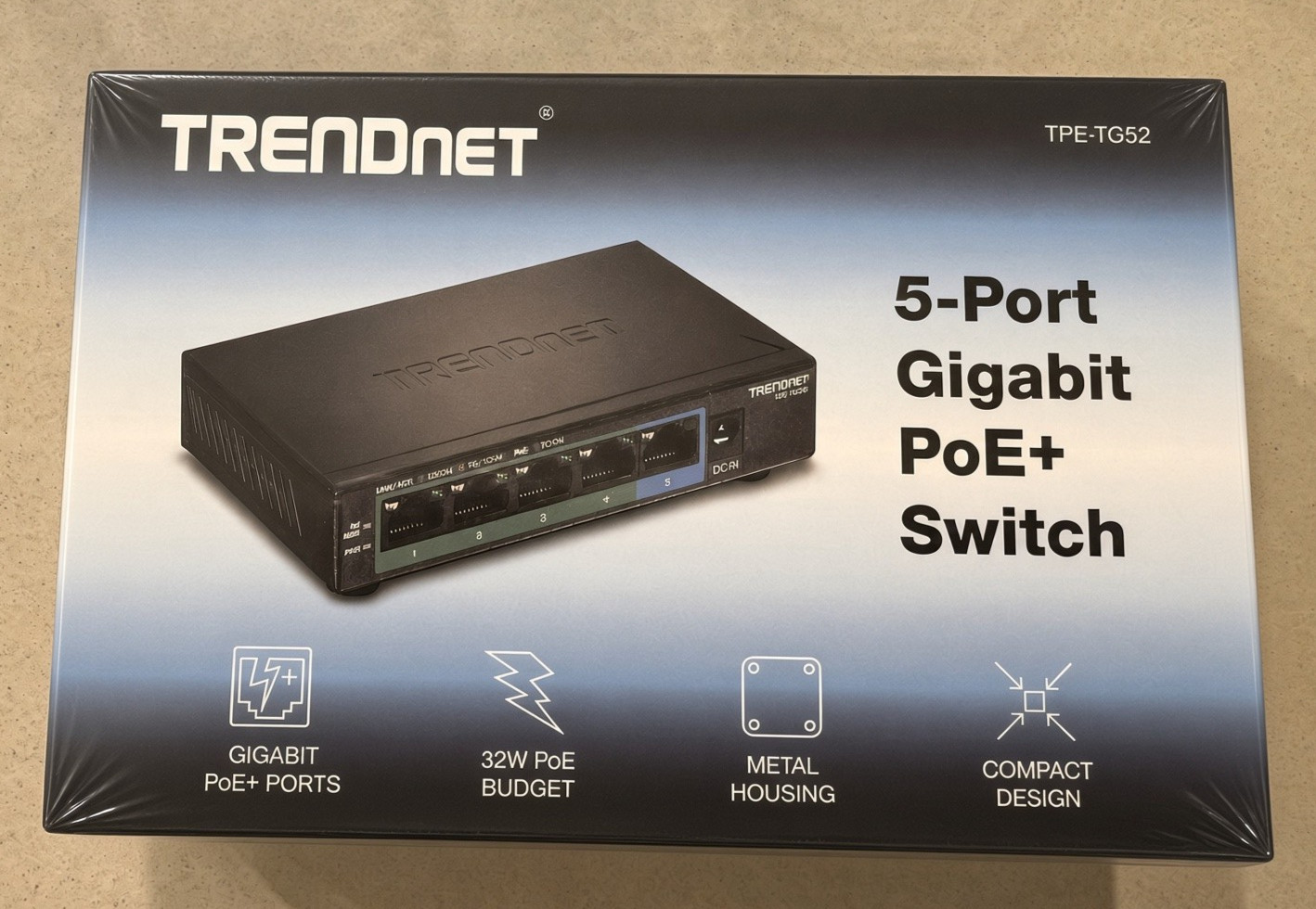 TRENDnet TPE-TG52 5-Port Gigabit PoE+ Switch BRAND NEW SEALED IN BOX