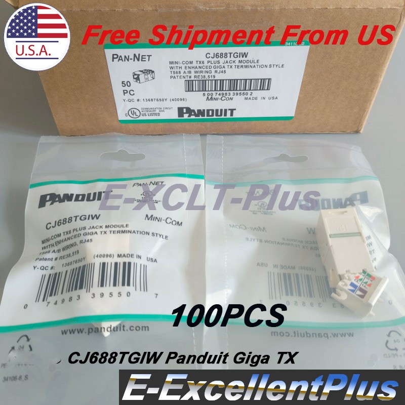 QTY: 100 For Panduit Gigatx CJ688TGIW Cat6 Network Jack Module White US Shipping