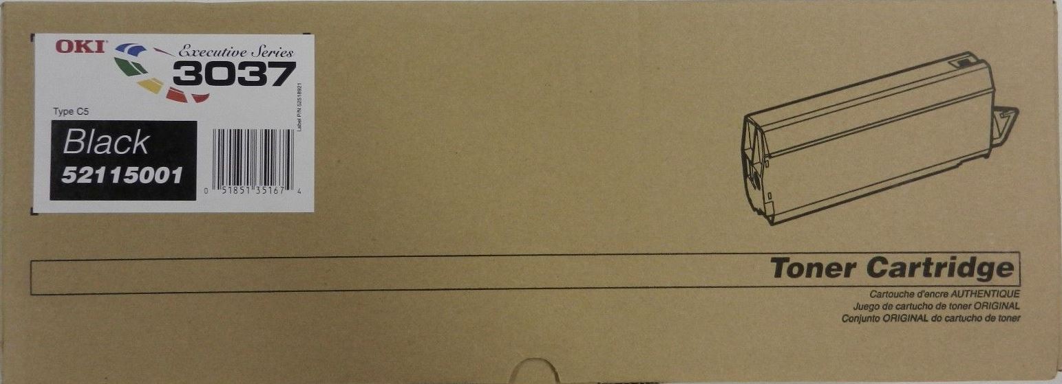 NEW GENUINE FACTORY SEALED OKI 52115001 BLACK TONER CARTRIDGE 3037 TYPE C5