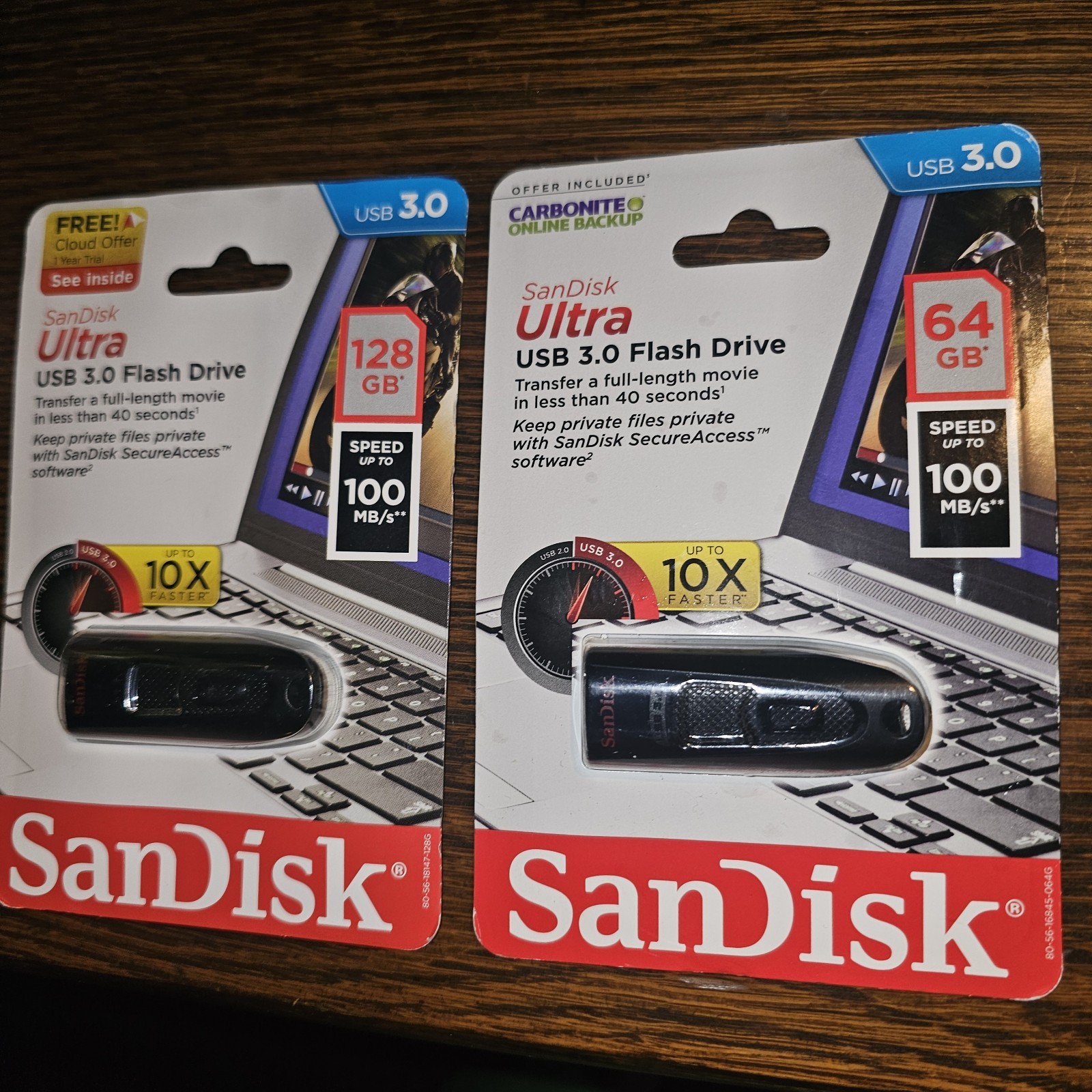 NEW SanDisk Ultra USB 3.0 Flash Drive 1ea 64g And On 128g 
