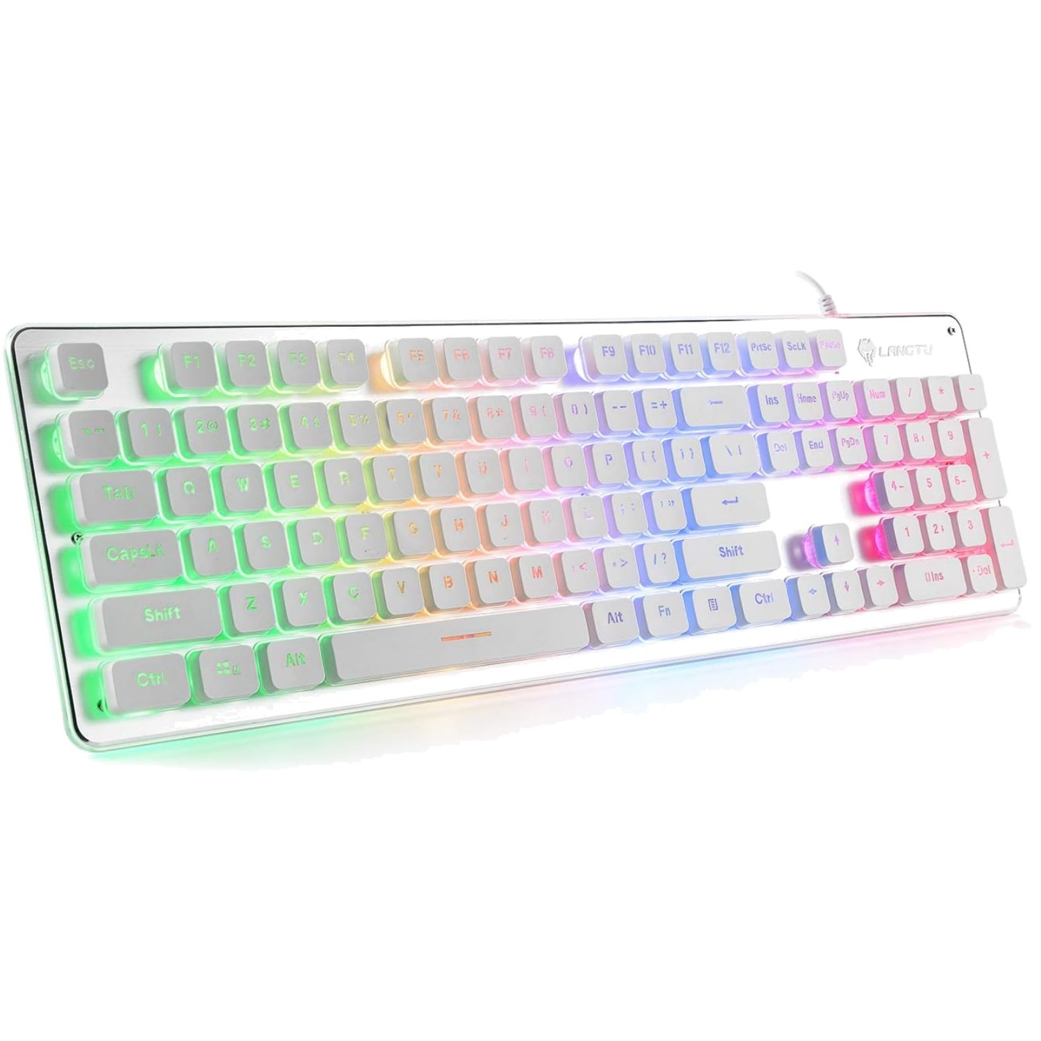 104-Key USB Wired Gaming Keyboard - Elegant Metal Panel with Rainbow Lighting