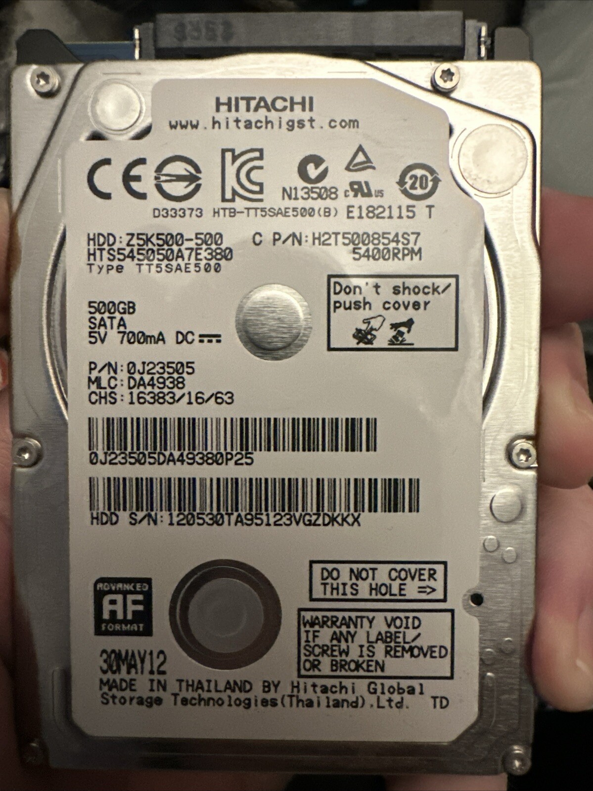 Hitachi Travelstar Z5K500 HTS545050A7E680  500GB,5400RPM (0J38065) HDD