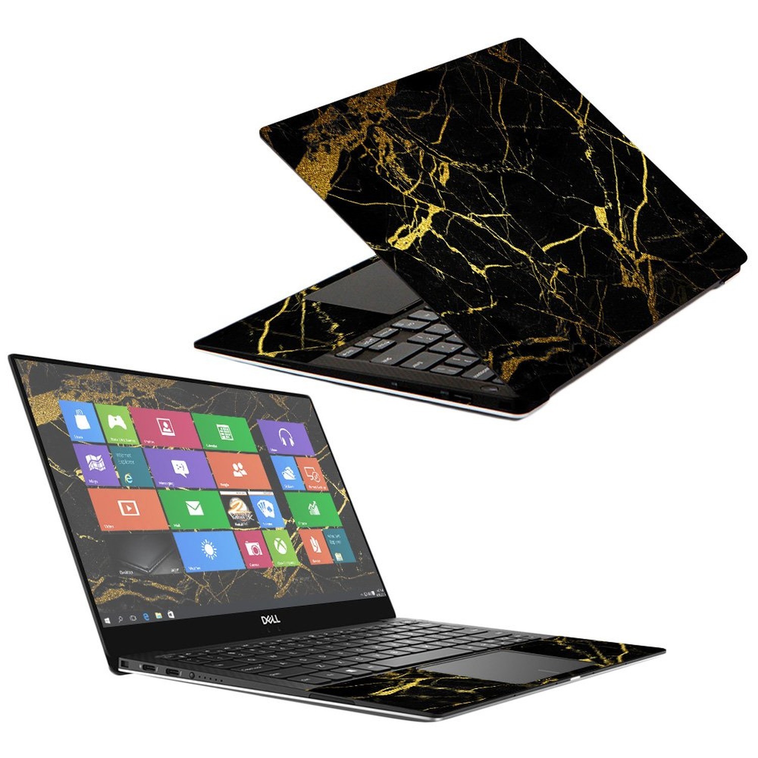 MightySkins Skin Compatible with Dell XPS 13" 9370 (2018) - Black Gold Marble...