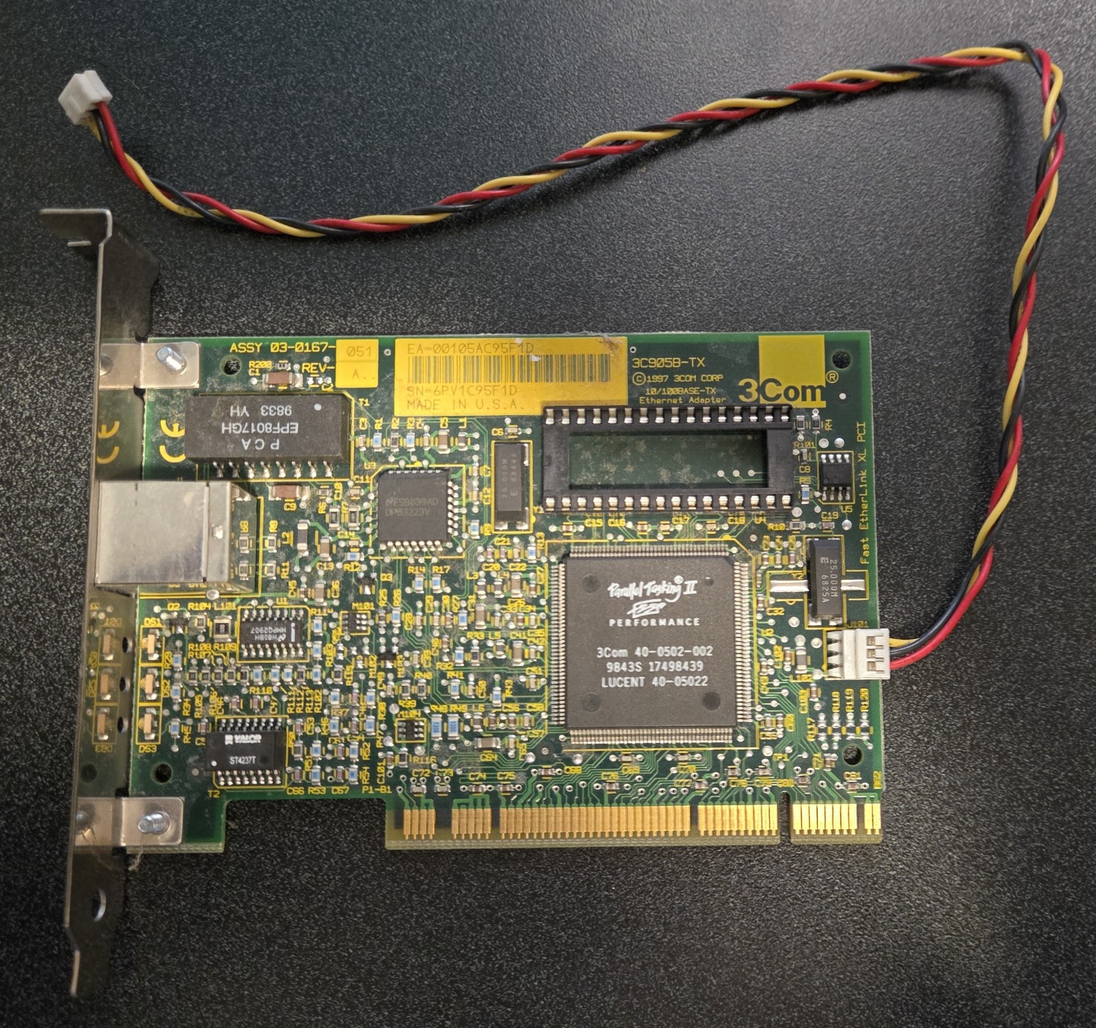 RARE 3COM 3C905B-TX FAST ETHERLINK XL 10/100 PCI ETHERNET CARD