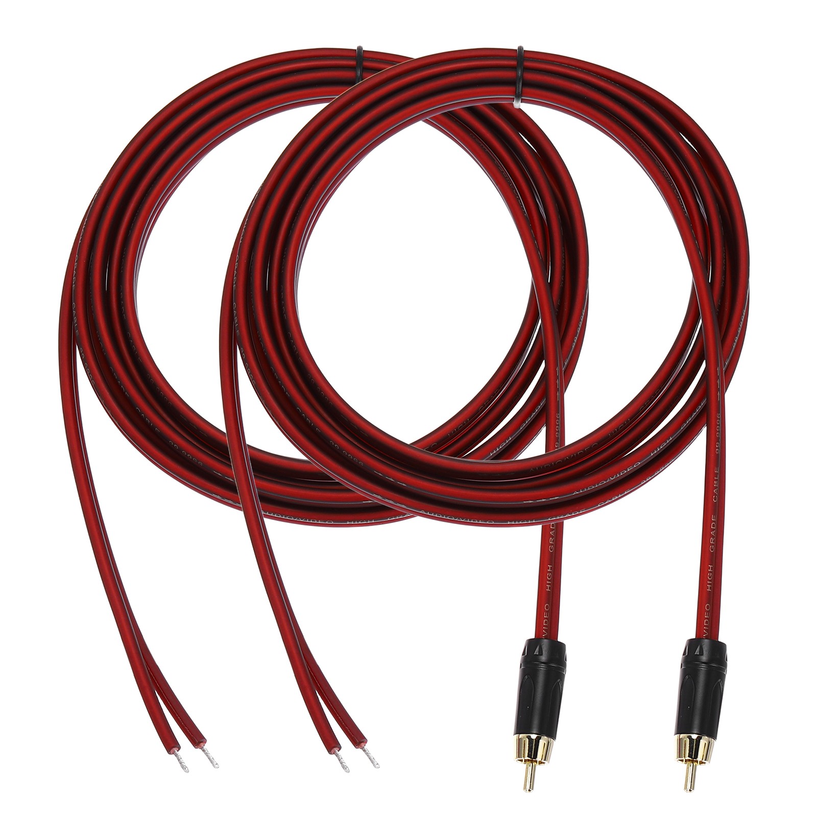 2 Pcs Gold Plated RCA Cable, 9.8ft (3 Meter) RCA to Bare Wire Open End