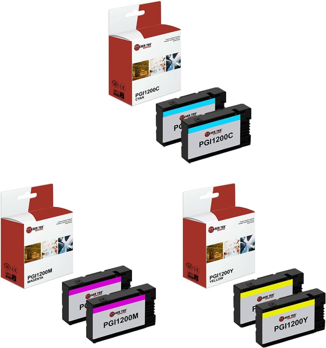6Pk LTS PGI-1200 CMY HY Compatible for Canon Maxify MB2020 MB2050 Ink Cartridge