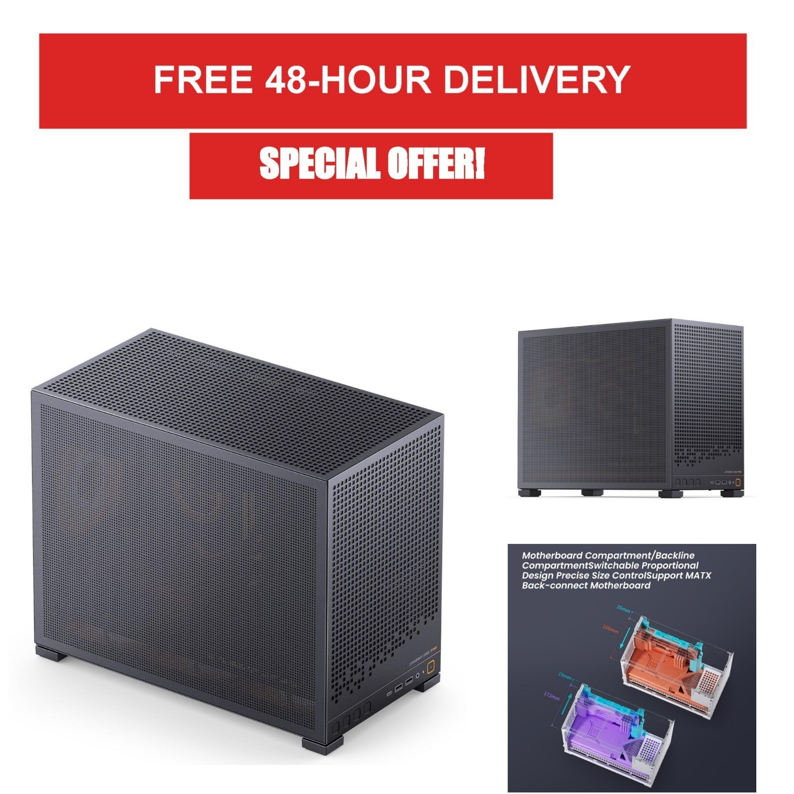 Jonsbo D32 PRO Mesh Micro-ATX PC Case Black Mini Tower BTF Support