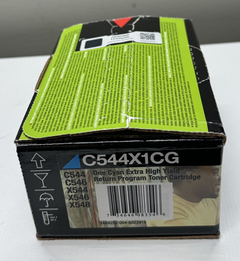 New Genuine Lexmark C544X1CG One CYAN Toner Cartridge Extra High Yield OEM