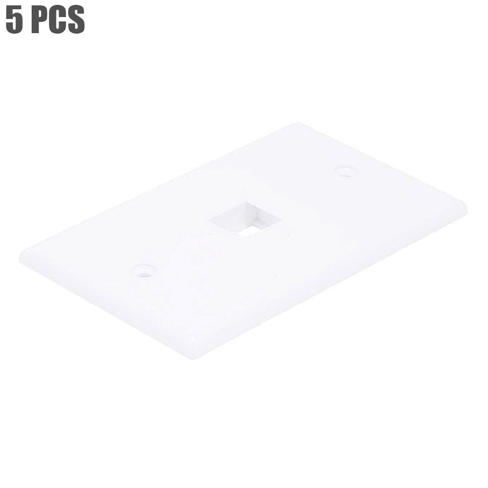 5x 1 Hole Port Keystone Jack Wall Plate Faceplate 1-Gang Ethernet Network White