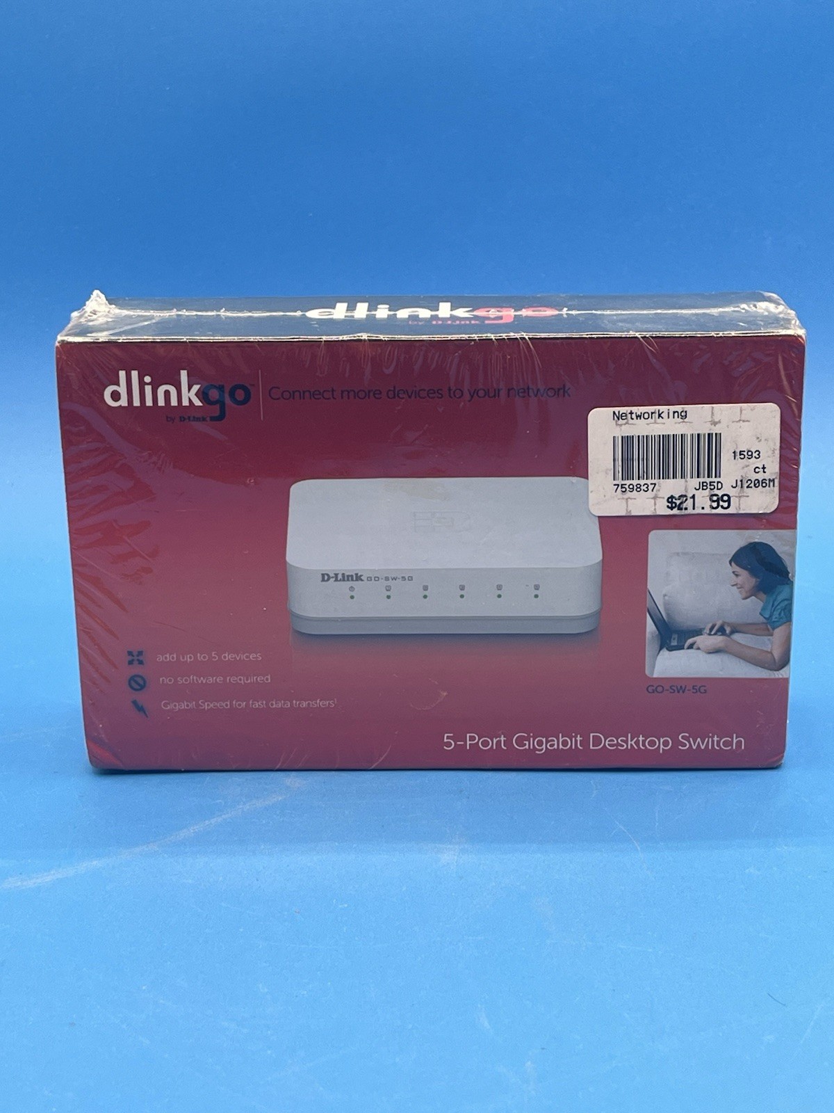 D-Link dlinkgo 5-Port Gigabit Desktop Switch GO-SW-5G White New Sealed
