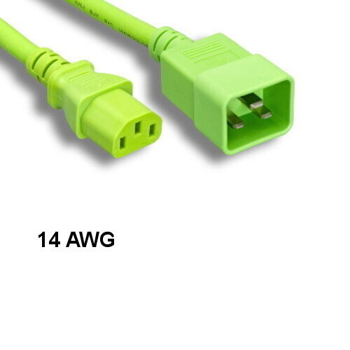 [10X] Green 4' Heavy Duty Power Cord IEC-60320 C13 to C20 14AWG 15A/250V IT Data