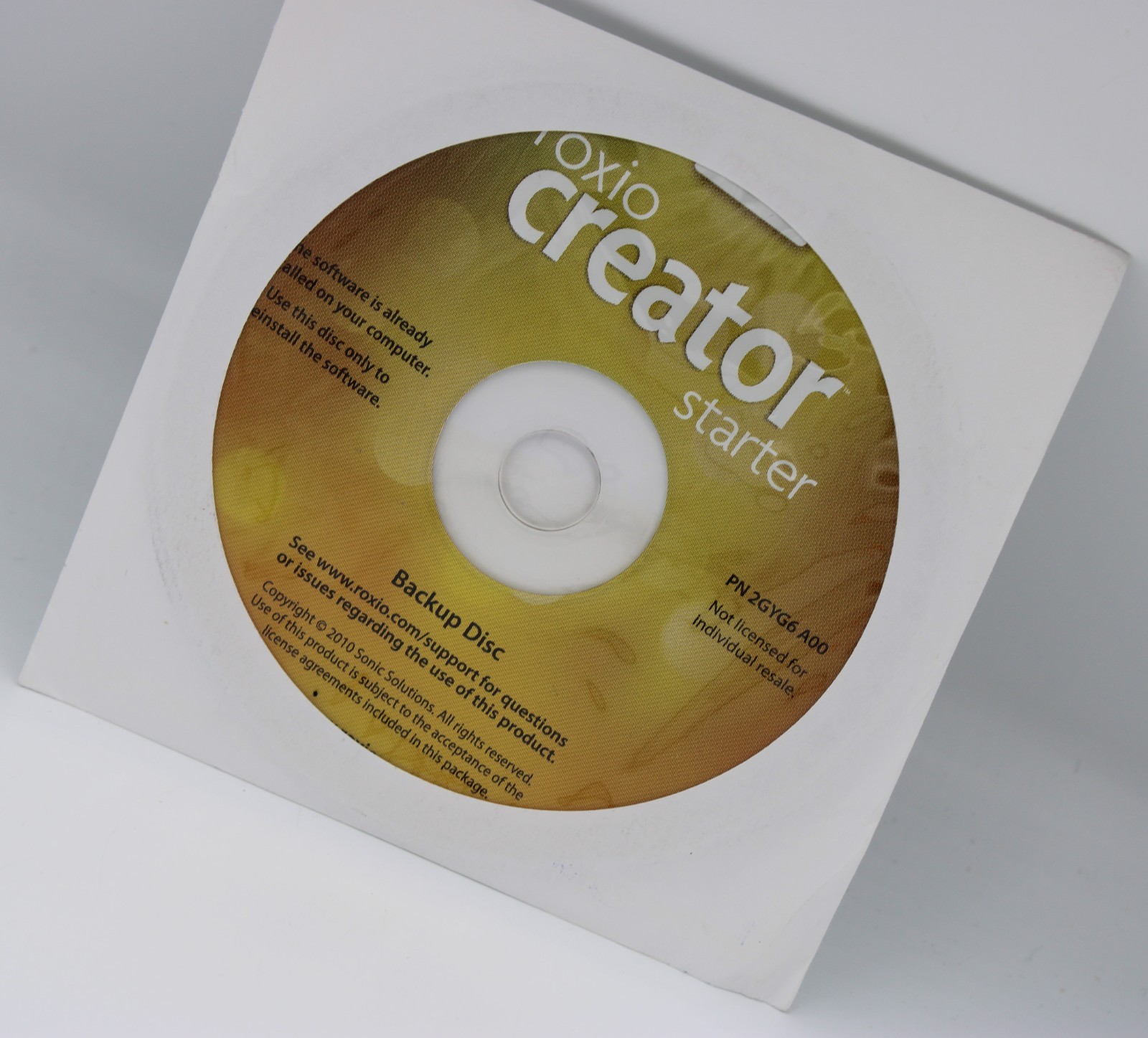 New Sealed Roxio Creator Starter Dell Edition Backup Disk 0GYD9F 2GYG6 A00 DVD