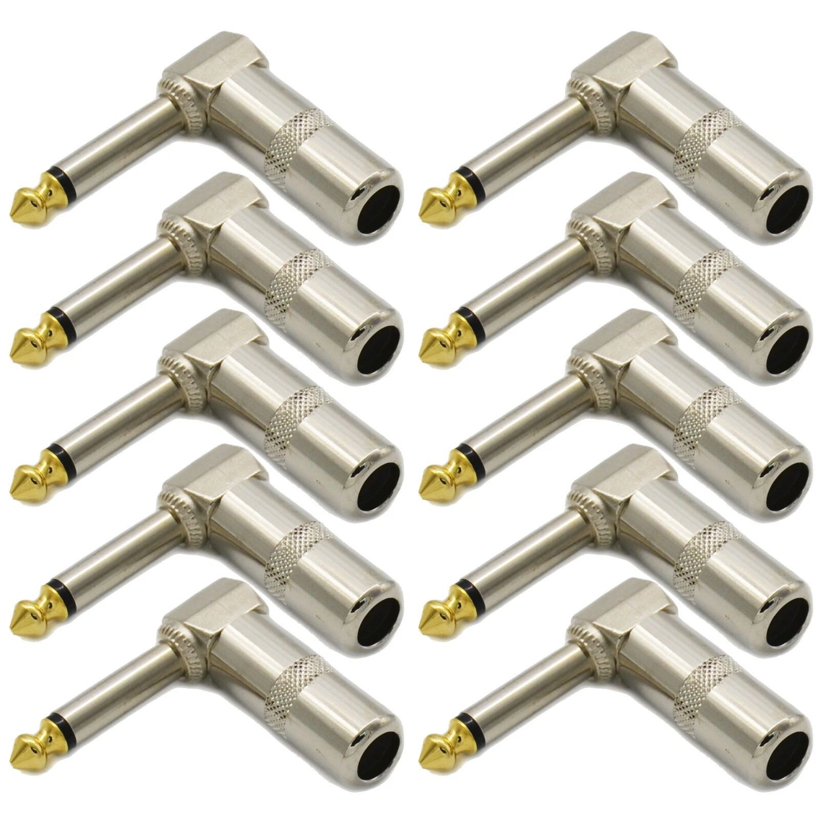 10PCS 1/4 TS Right Angle Mono Phone Plug ensures undistorted audio transmission