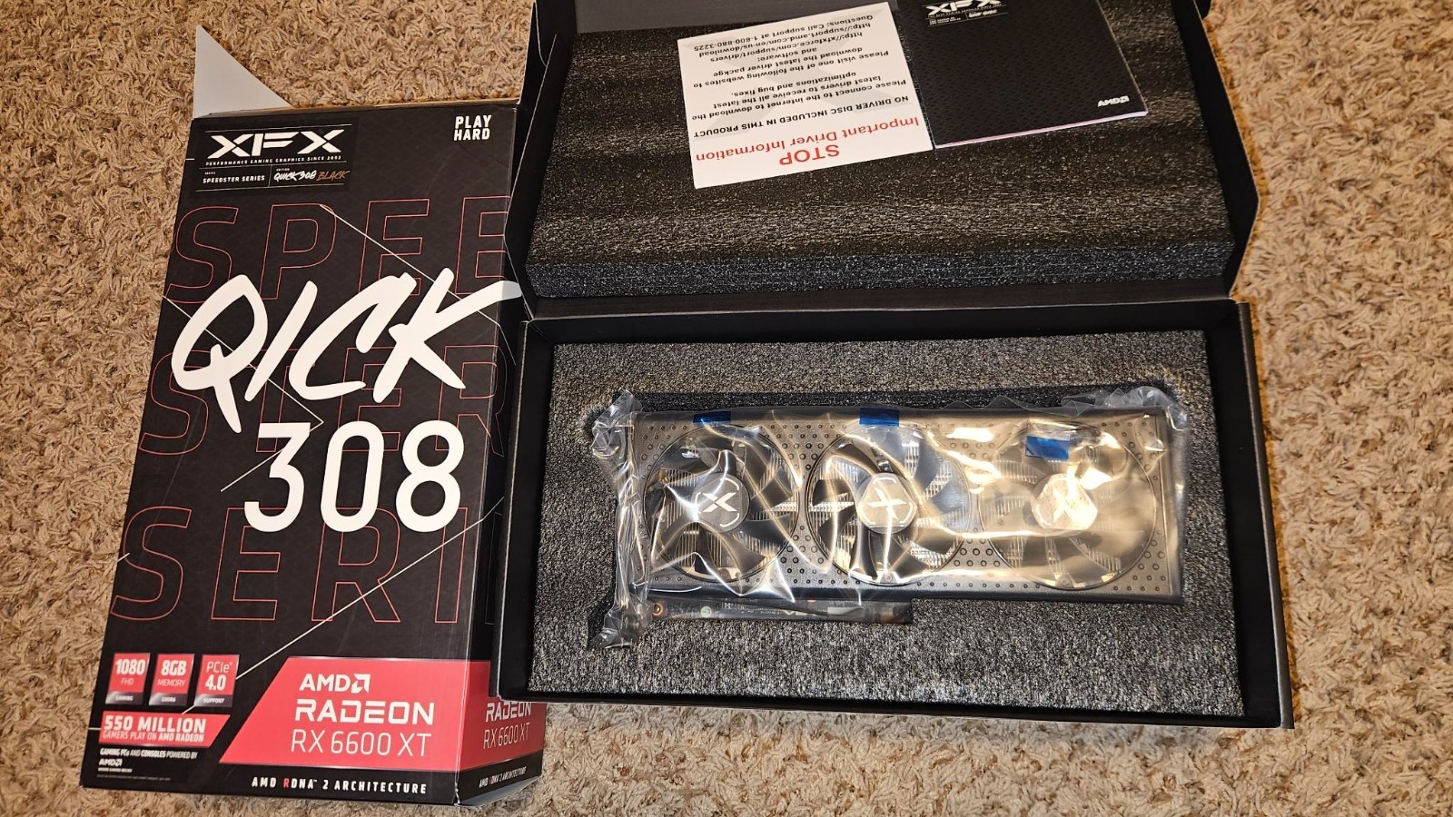 XFX Speedster QICK 308 AMD Radeon RX 6600 XT 8GB GDDR6 Graphics Card...