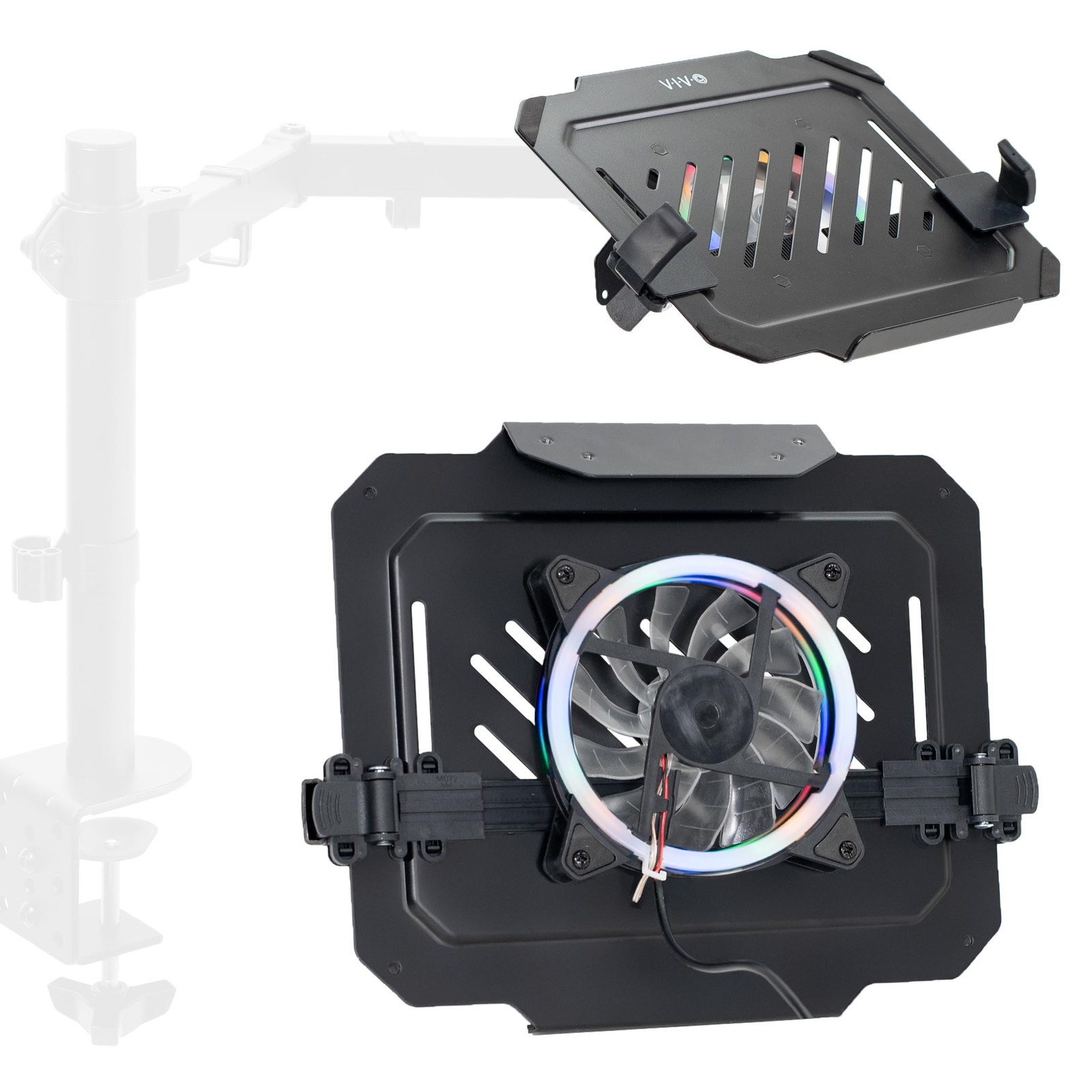 VIVO Universal Adjustable 12 to 15.6 inch Laptop Notebook Tray with RGB Fan, ...