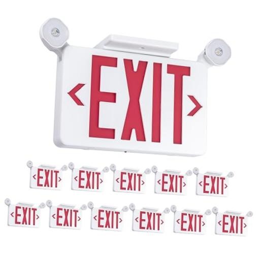 Exit Sign with Emergency Light, Battery Backup 12 Pack