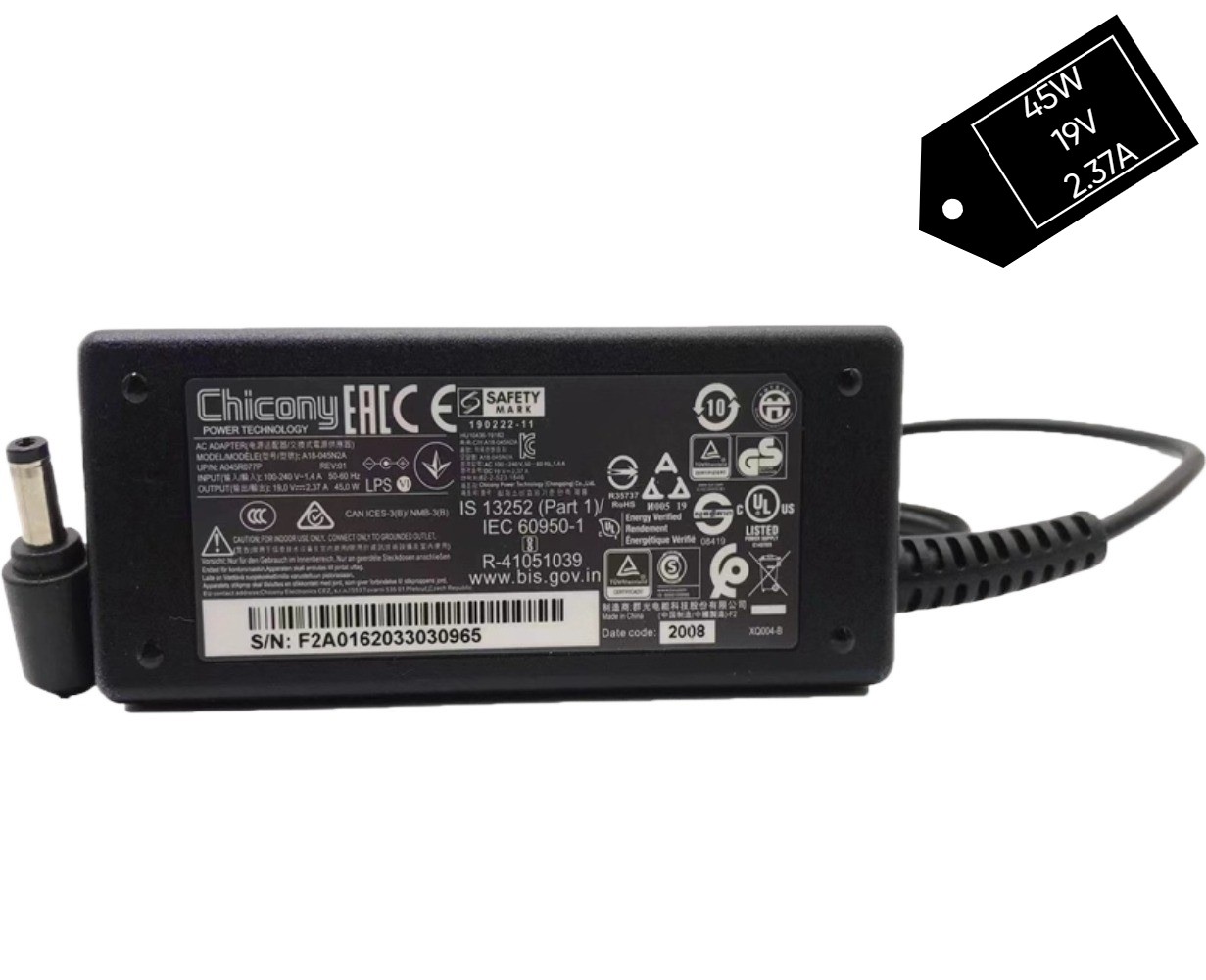 Original Chicony 45W 19V 2.37A AC Adapter 4.8*1.7mm Tip Charger Power Supply