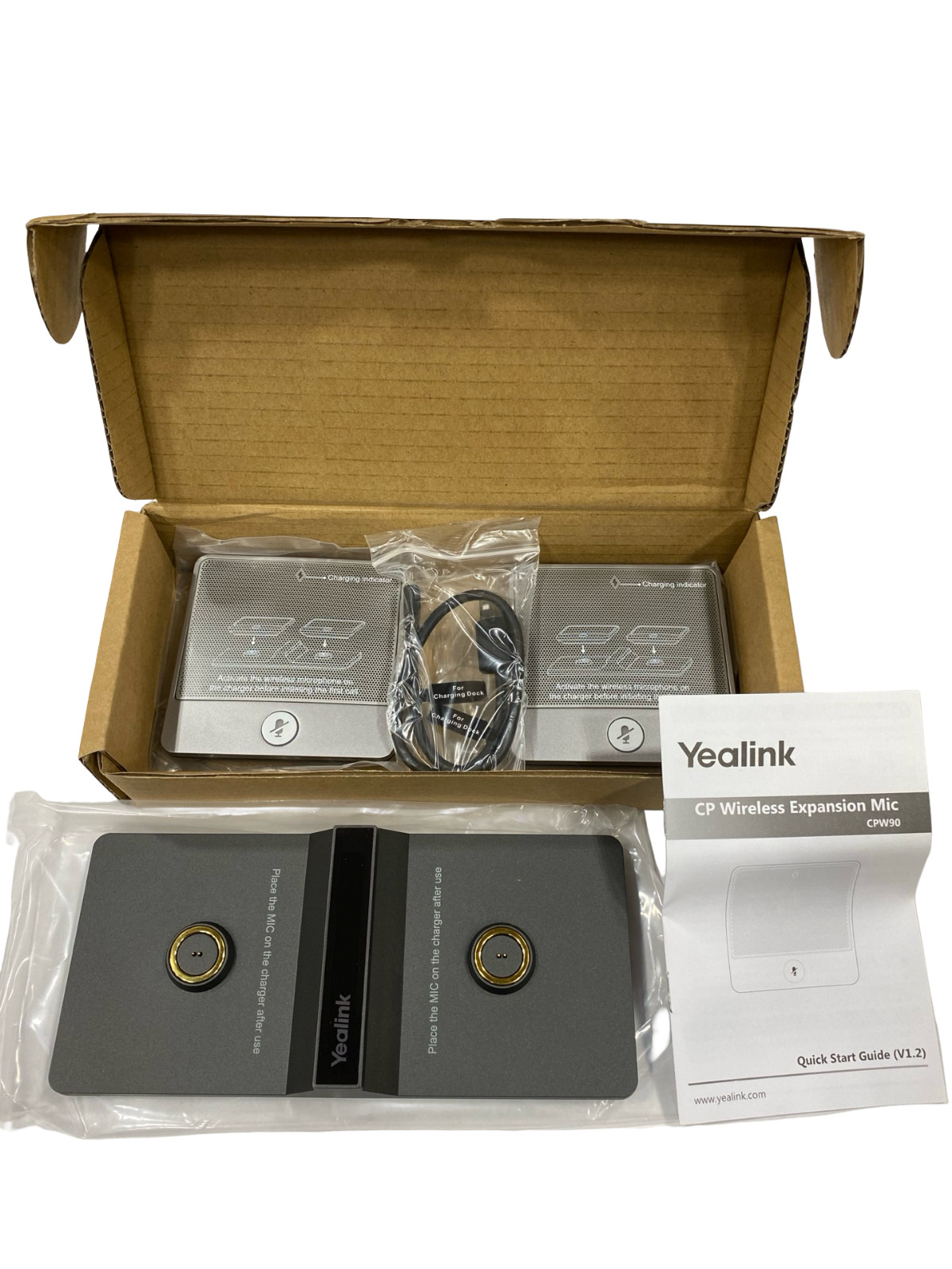 Yealink CPW90 Wireless Expansion Mic 2-pack w/Charging base CP960 OPEN BOX #30