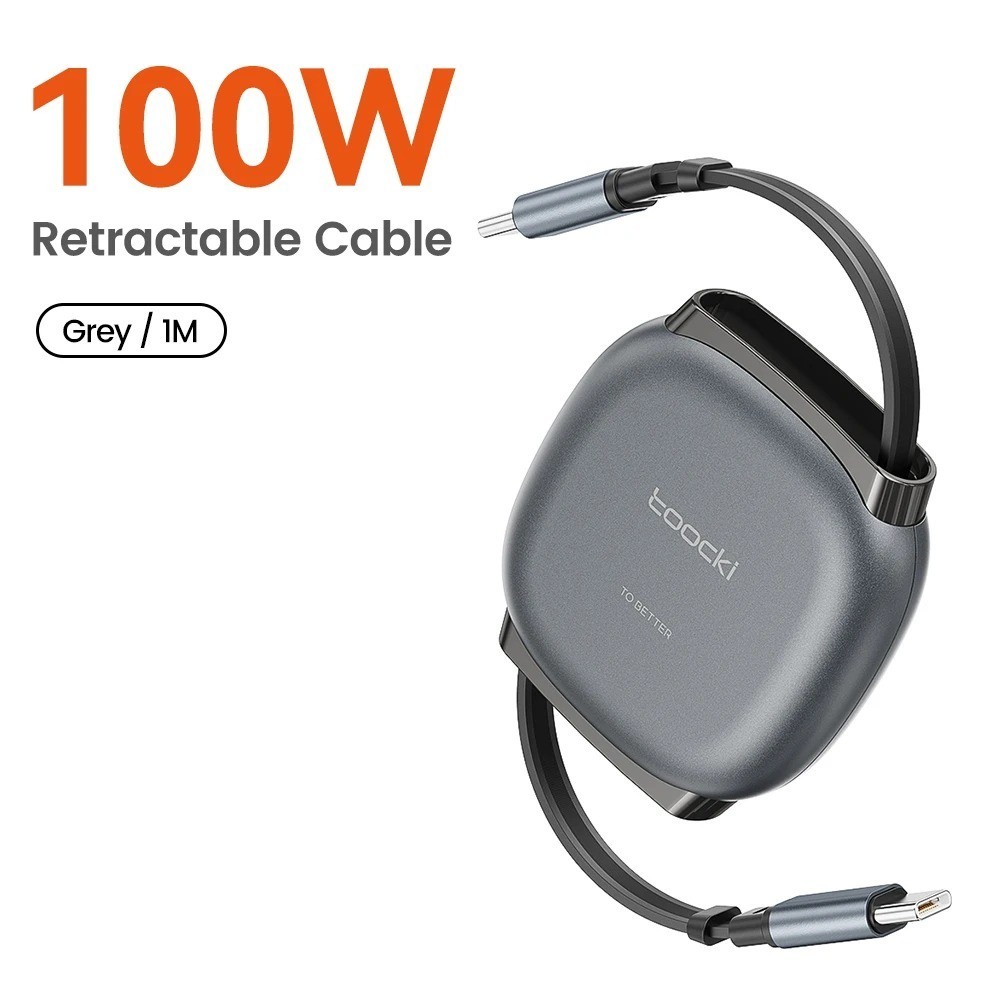 Toocki 100W Retractable USB-C Cable Fast Charging Data Cord 480Mbps