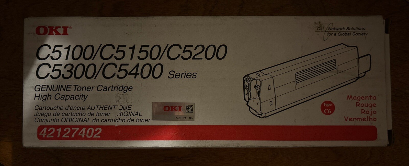 OEM OKI C5100N,C5150N,C5200N Magenta High Capacity Toner 42127402, Type C6